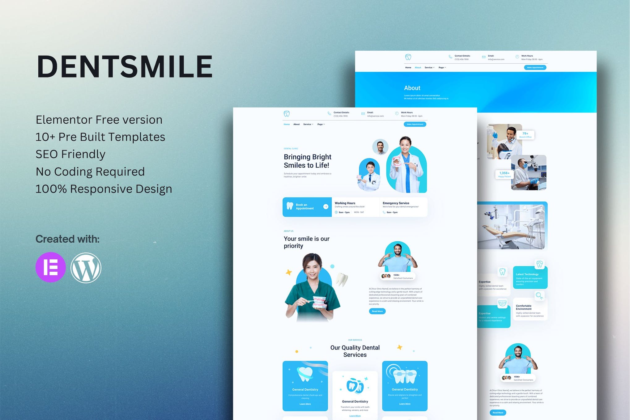 Dentsmile – Dentist & Dental Clinic Elementor Template Kit template kit cover image