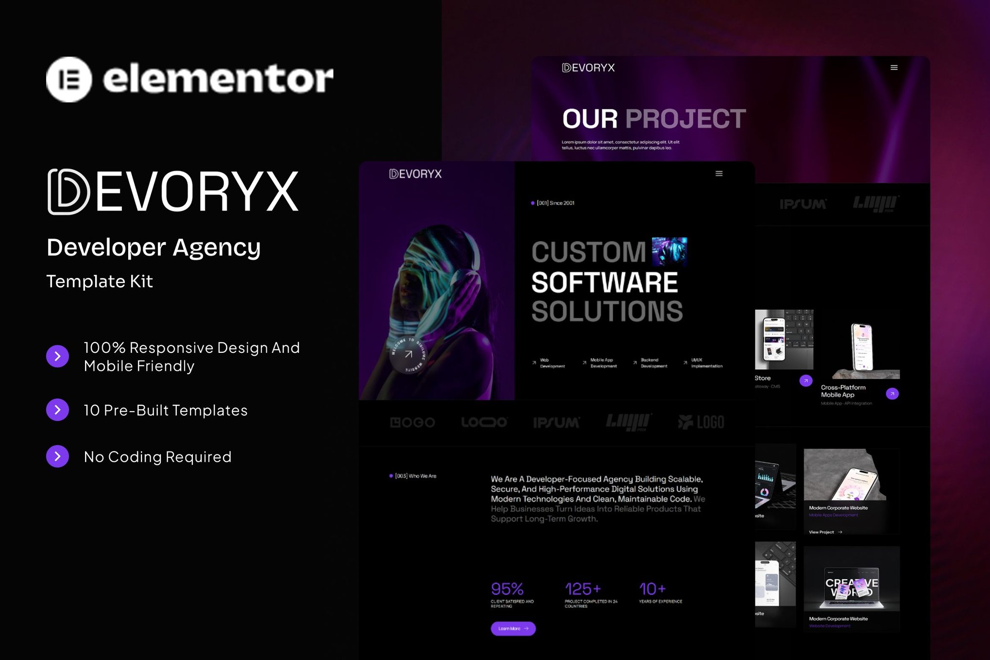 Devoryx - Developer Agency Elementor Template Kit template kit cover image