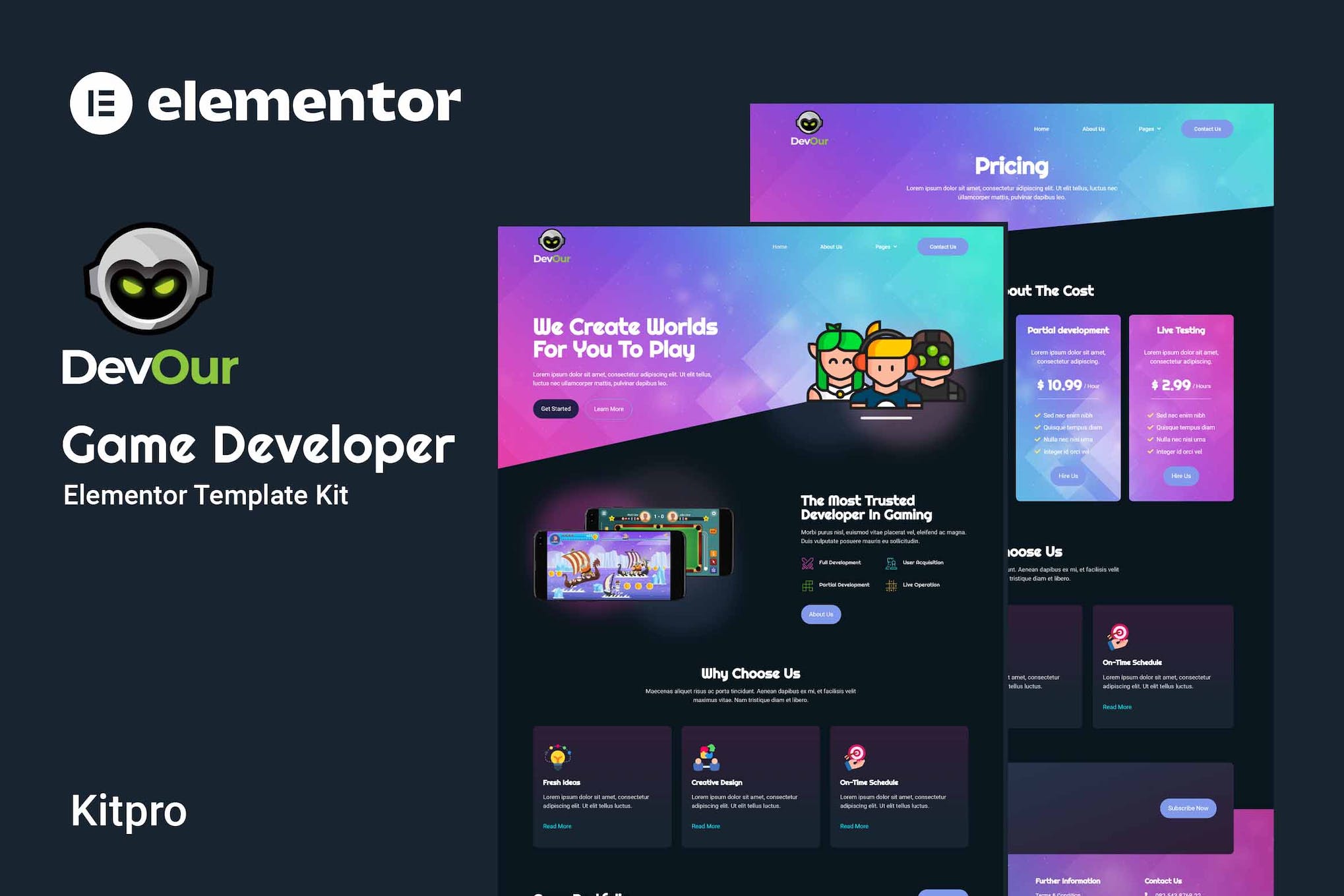 Devour - Game Developer Elementor Template Kit template kit cover image