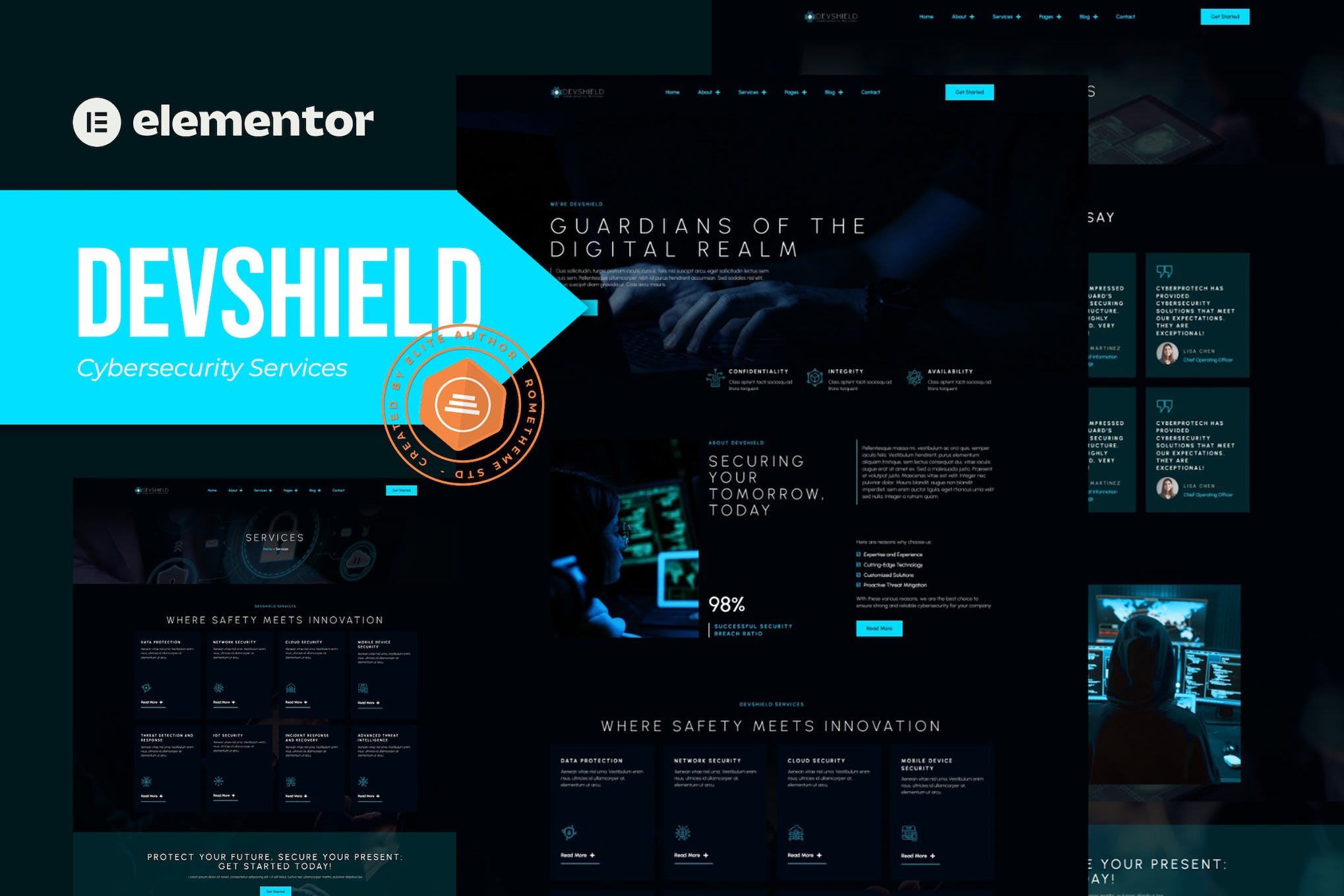 Devshield - Cybersecurity Services Elementor Pro Template Kit template kit cover image