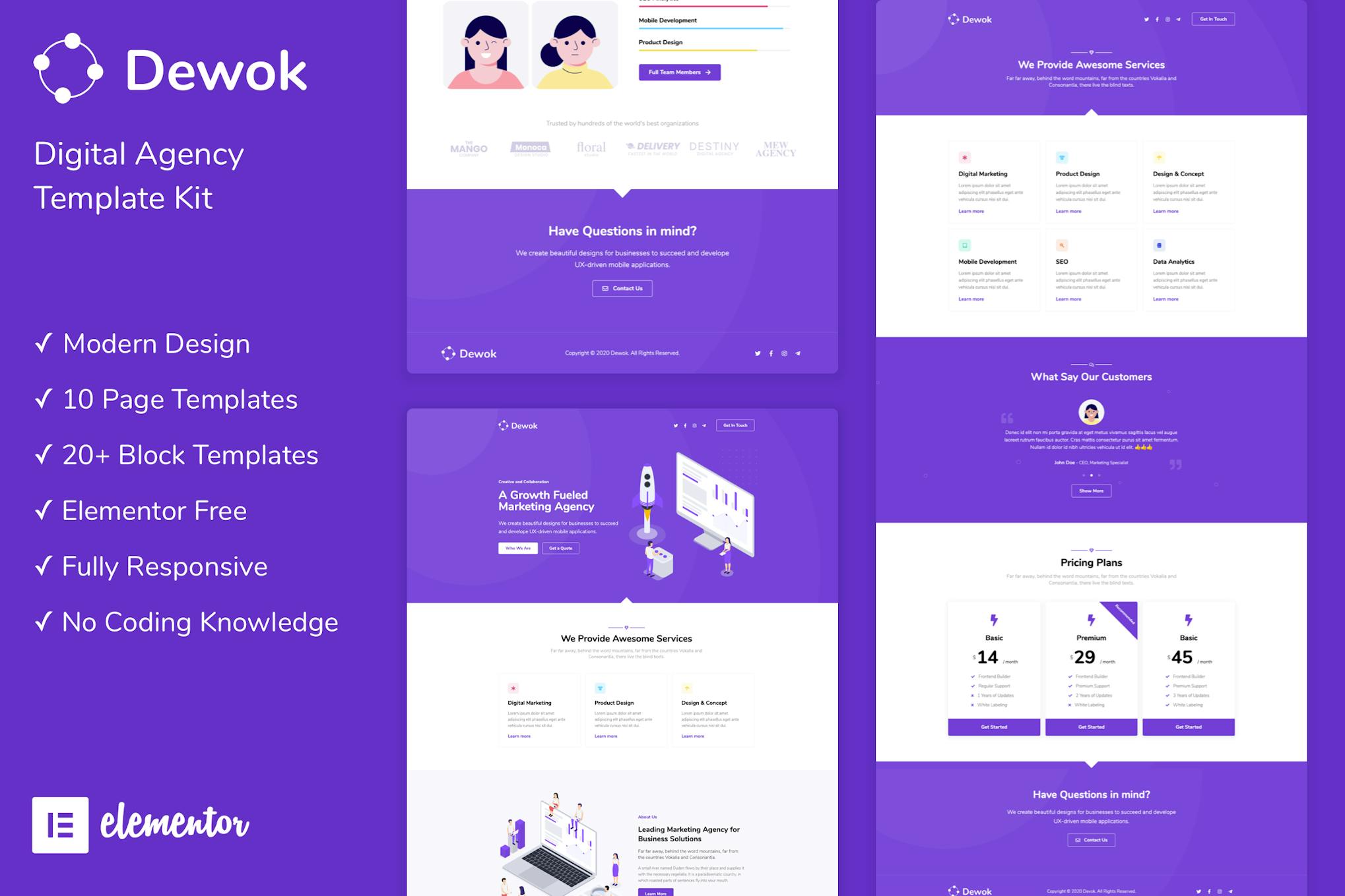 Dewok - Digital Agency Template Kit template kit cover image