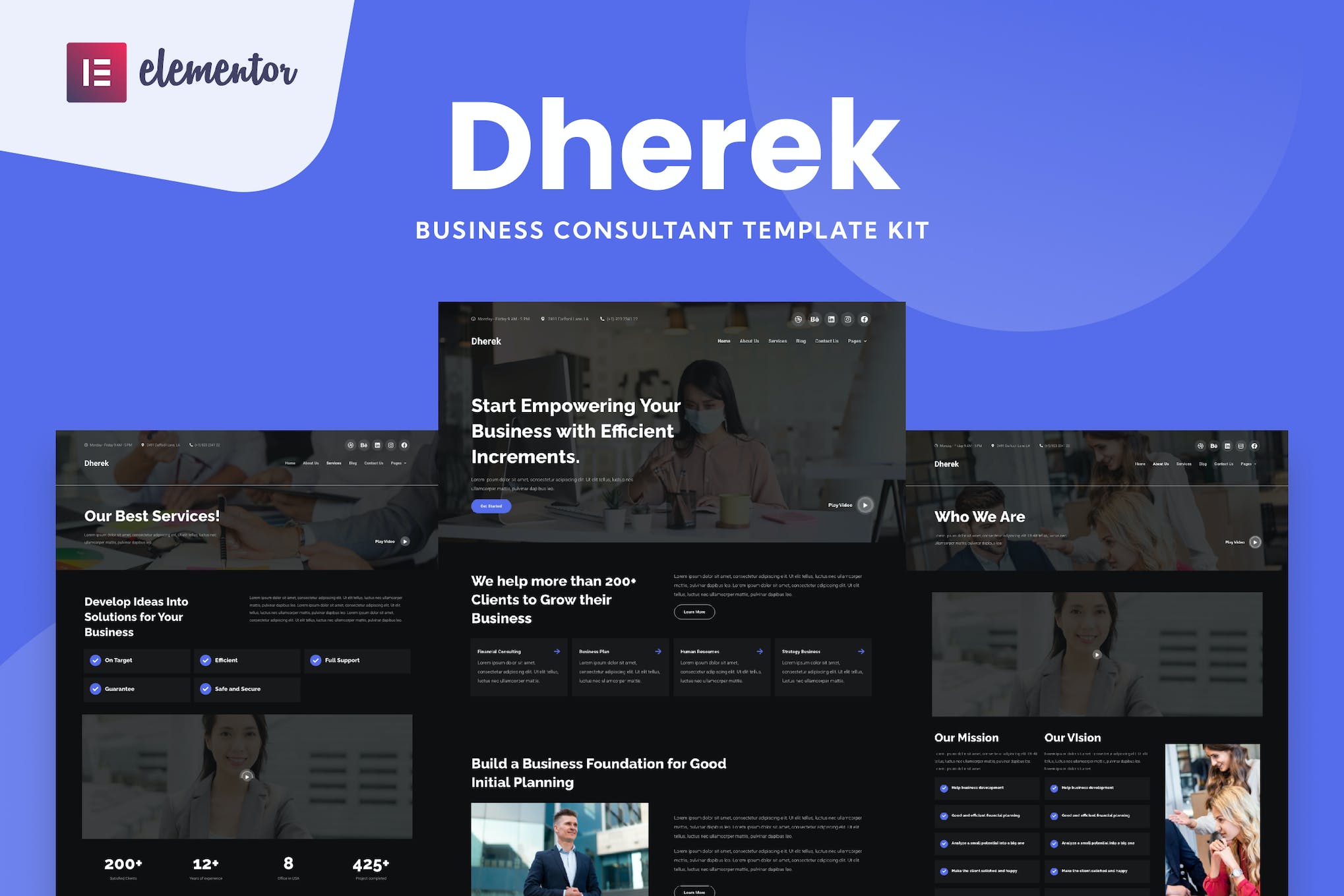 Dherek - Business Consultant Website Template template kit cover image
