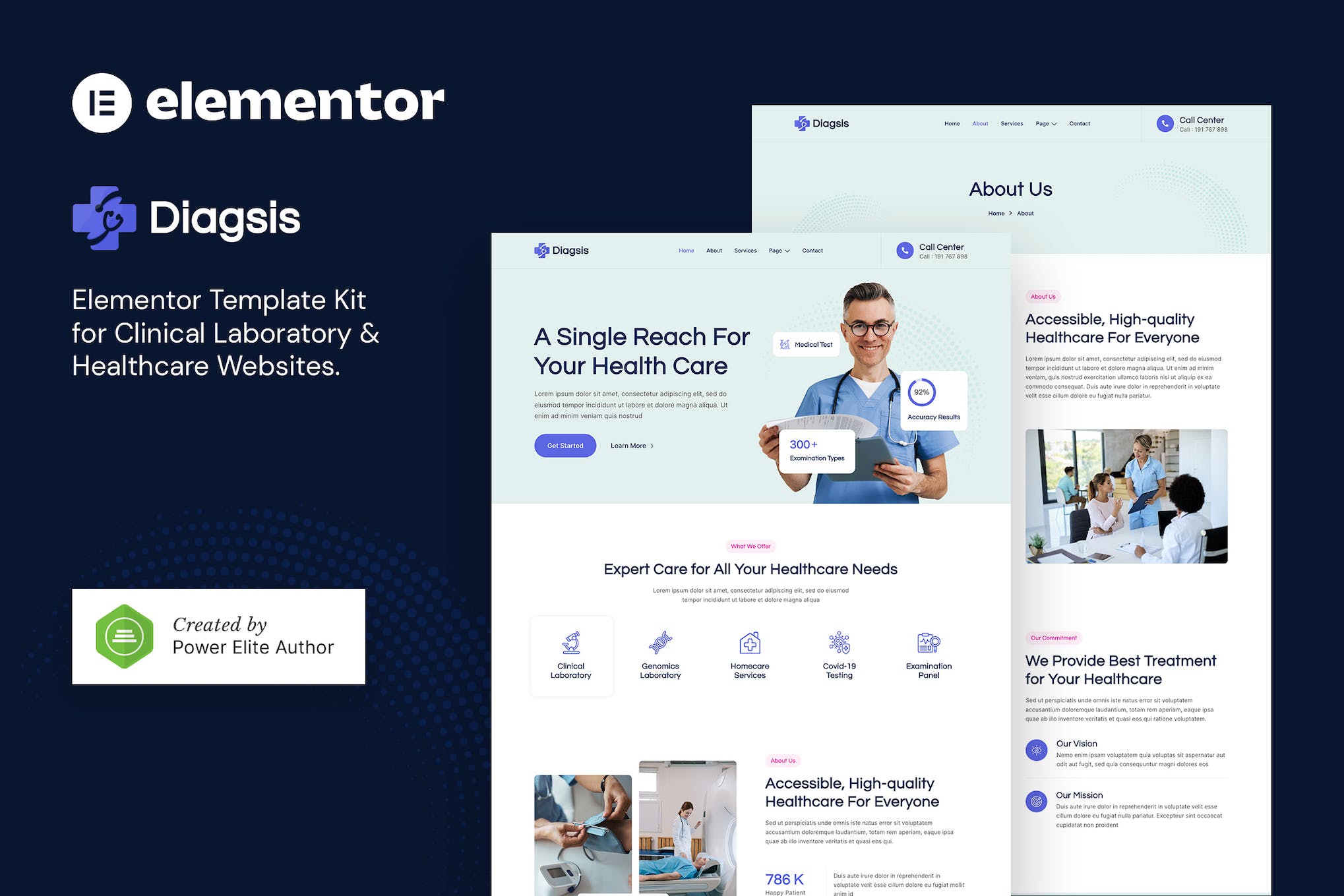 Diagsis – Clinical Laboratory & Healthcare Elementor Template Kit template kit cover image