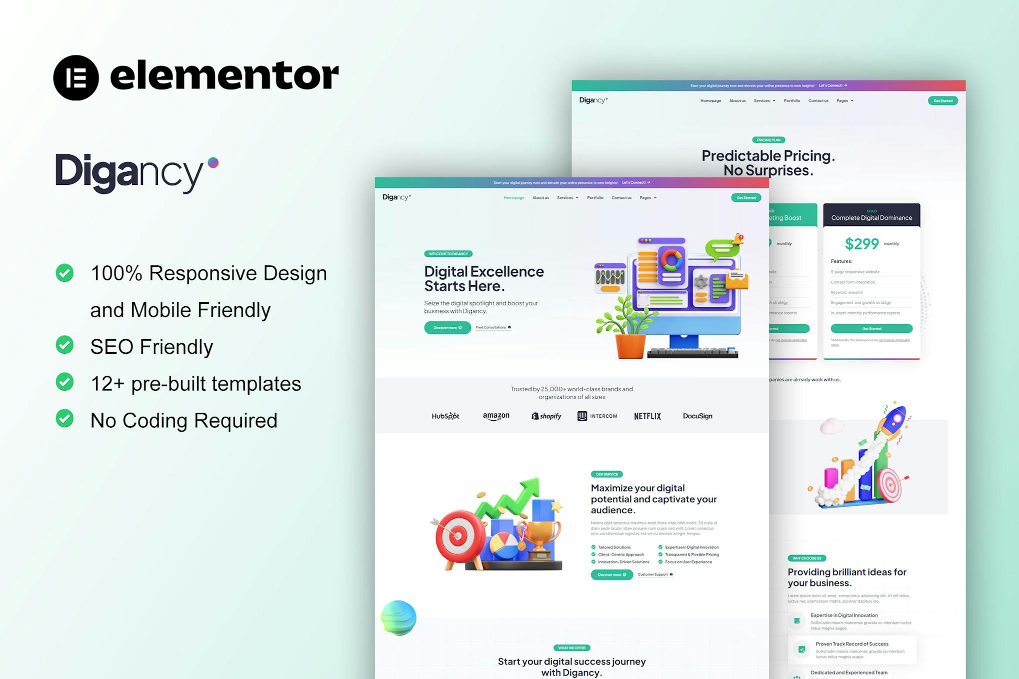 Digancy - Digital Agency Elementor Template Kit template kit cover image