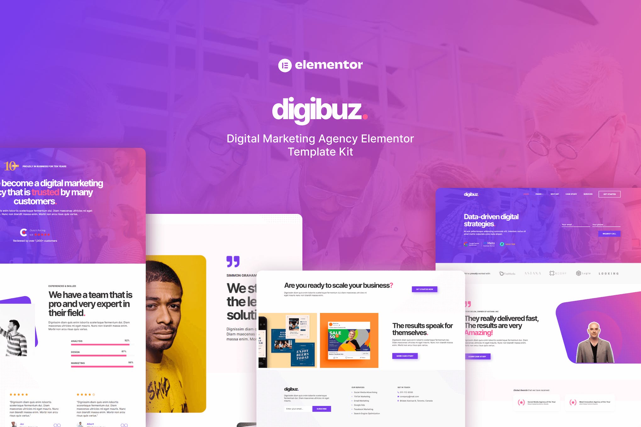 Digibuz - Digital Marketing Agency Elementor Template Kit template kit cover image