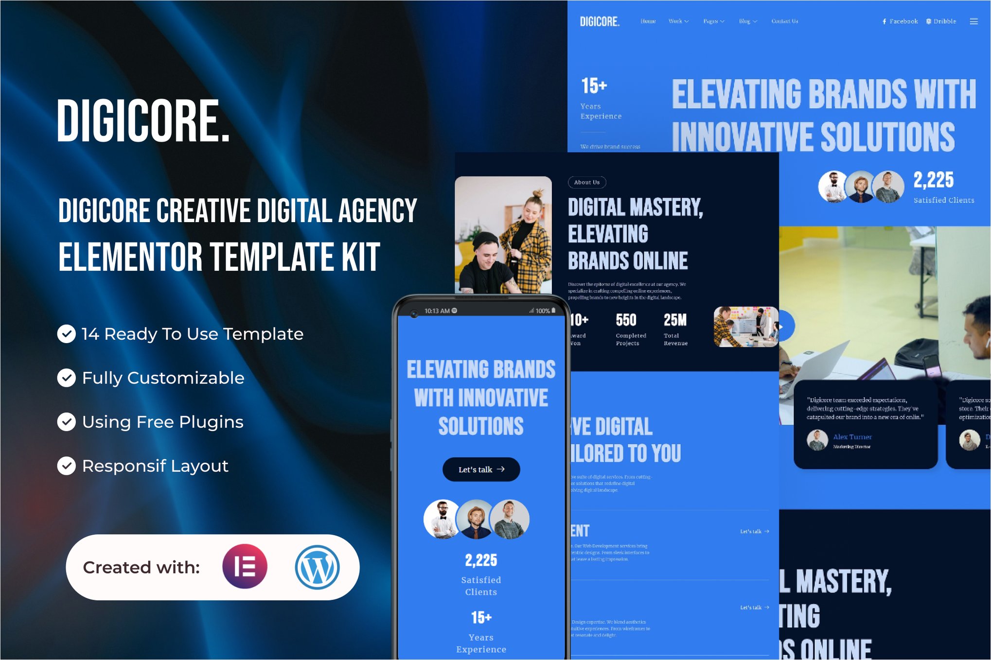 Digicore - Creative Digital Agency Elementor Template Kit template kit cover image
