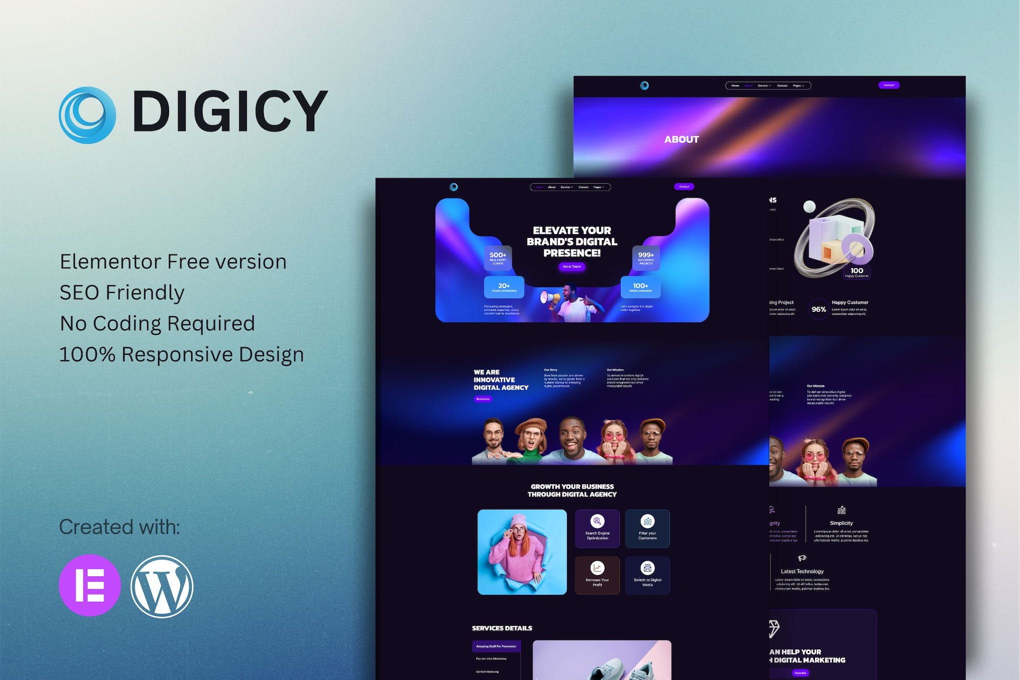 Digicy - Digital Marketing Agency Elementor Template Kit template kit cover image