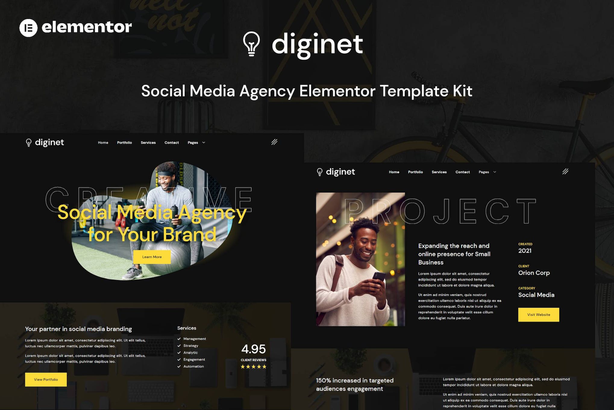 Diginet - Social Media Marketing Agency Elementor Template Kit template kit cover image