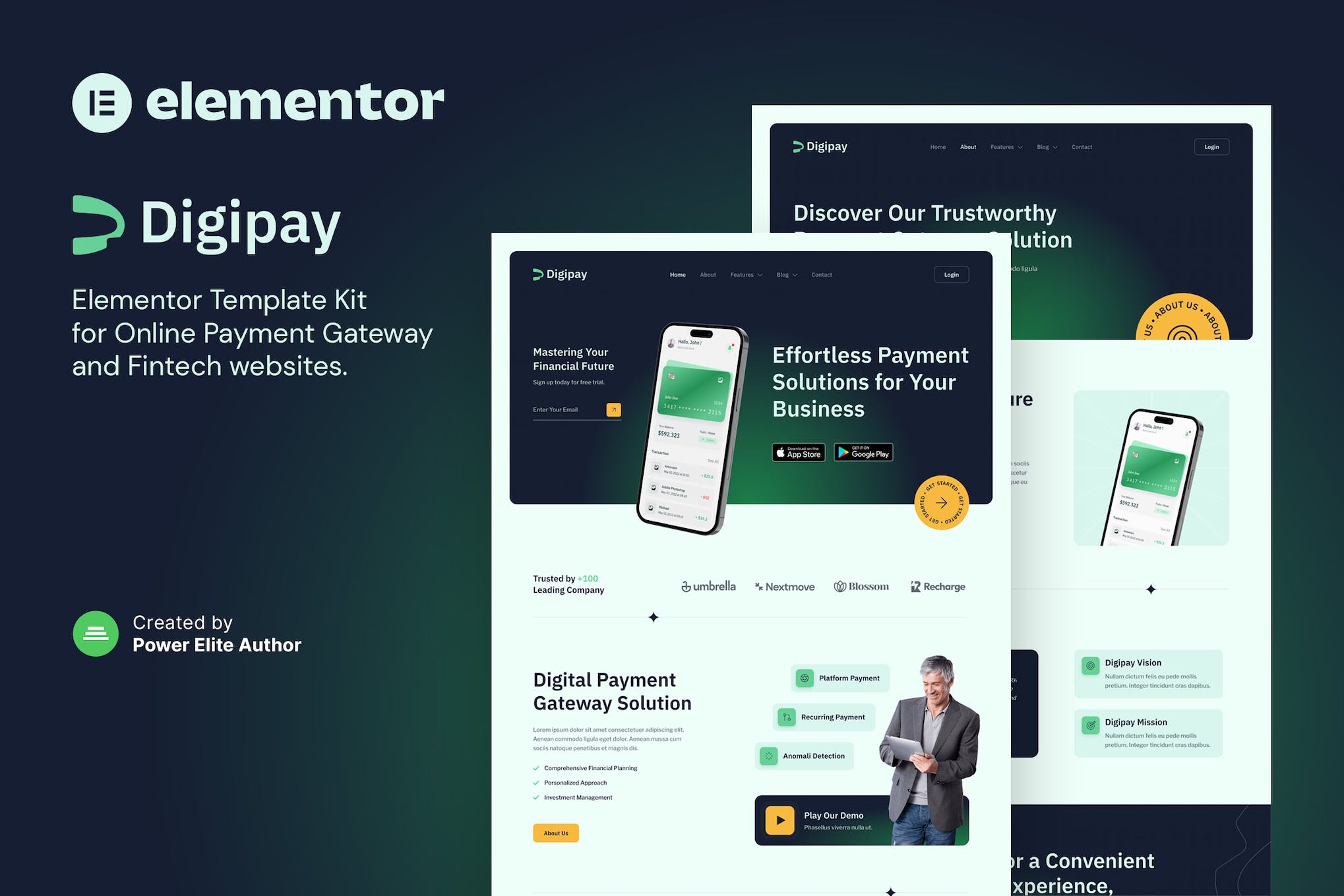Digipay – Online Payment Gateway & Fintech Elementor Template Kit template kit cover image