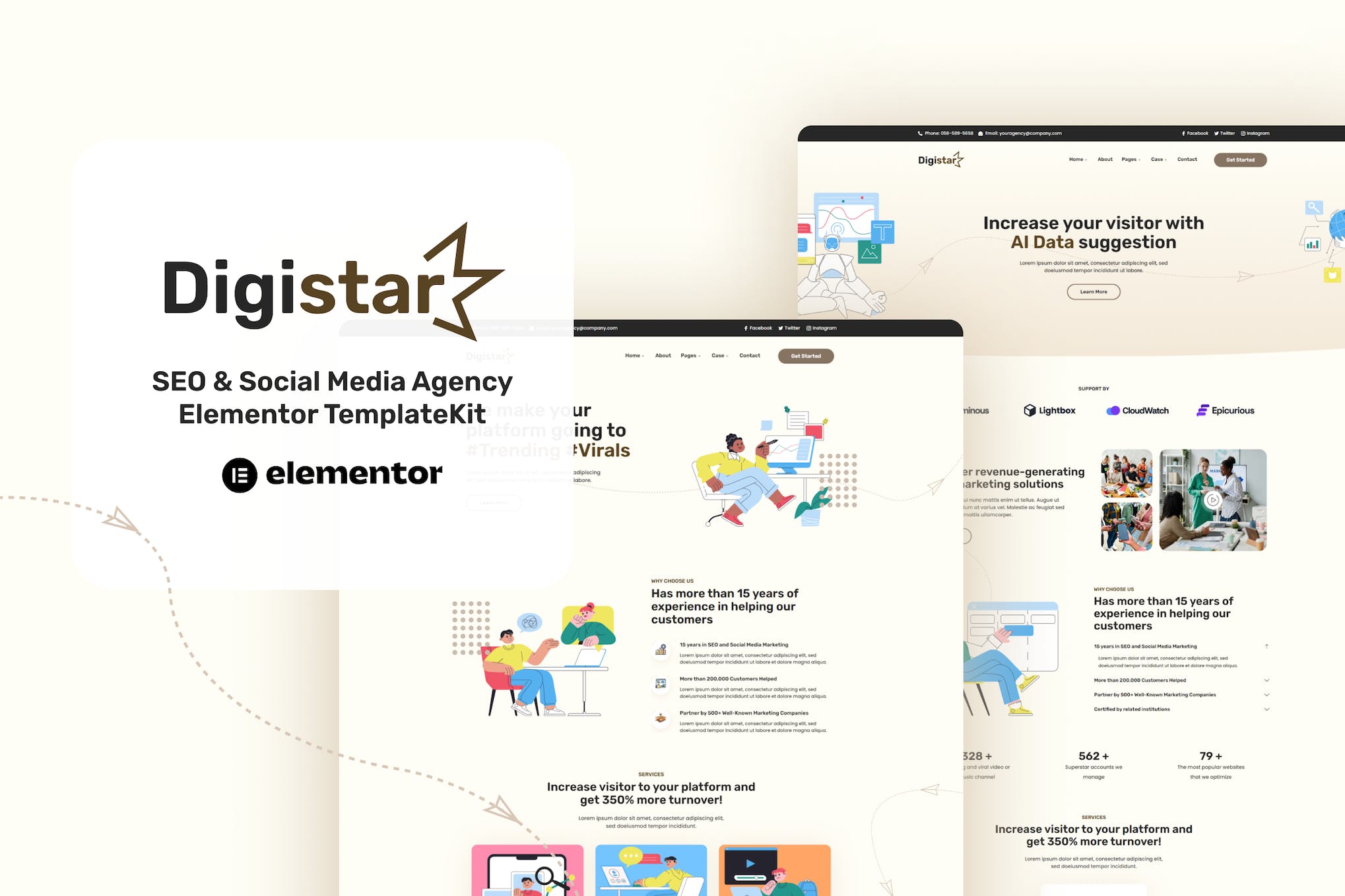 Digistar - SEO & Social Media Agency Elementor Templat Kit template kit cover image