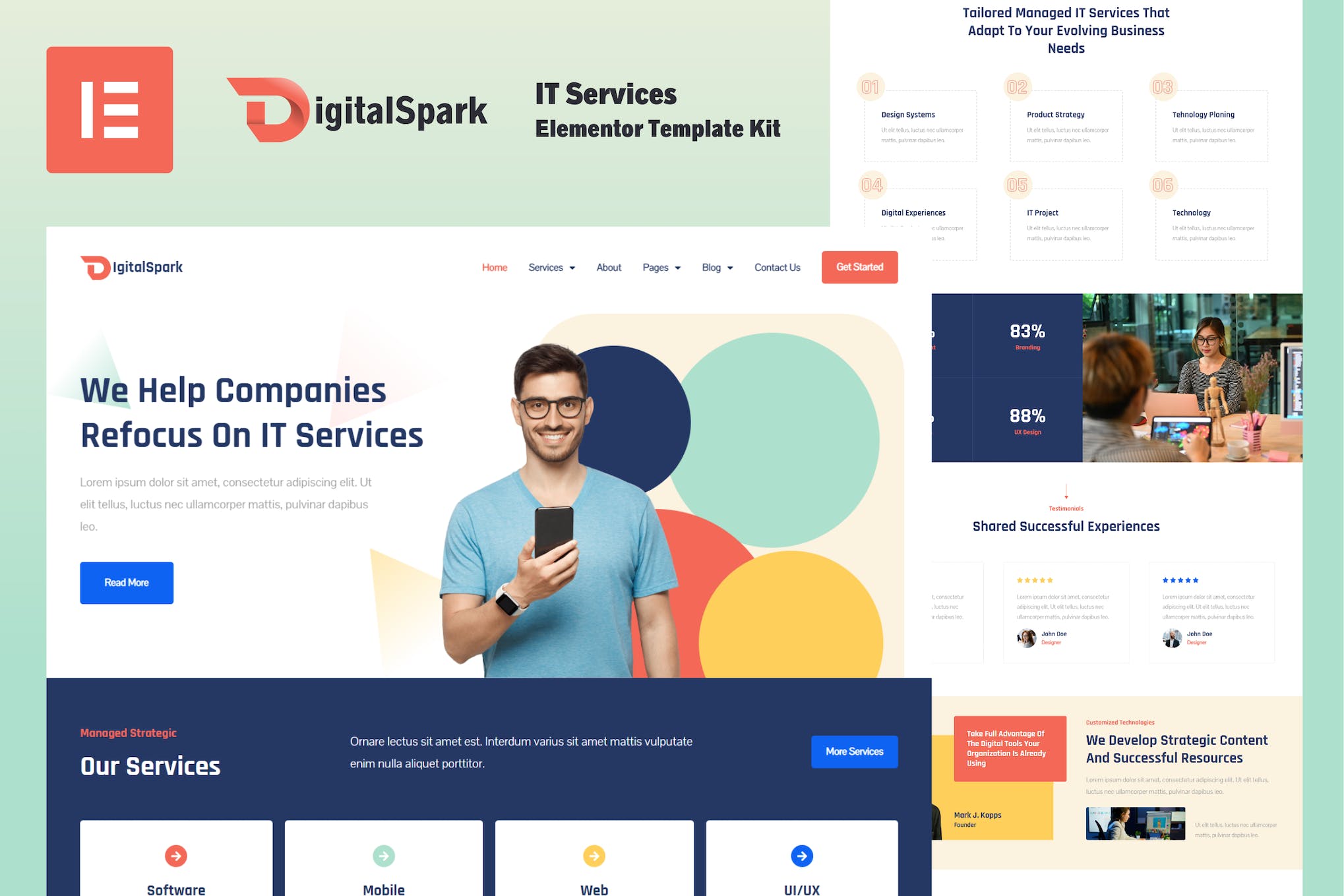 DigitalSpark - IT Services Elementor Template Kit template kit cover image