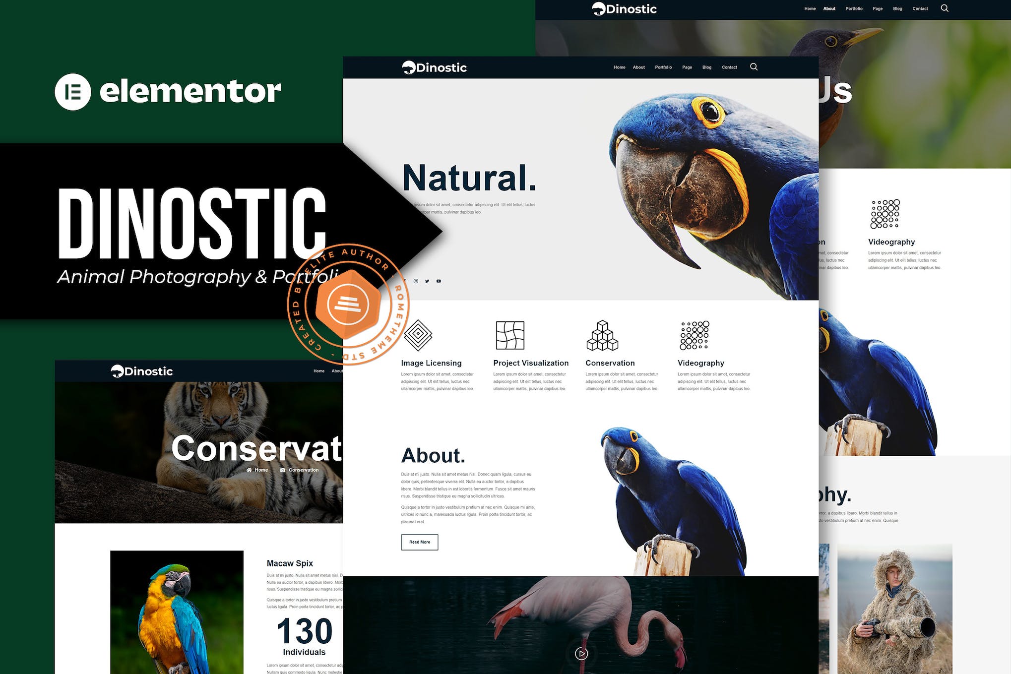 Dinostic - Animal Photography & Portfolio Elementor Template Kit template kit cover image