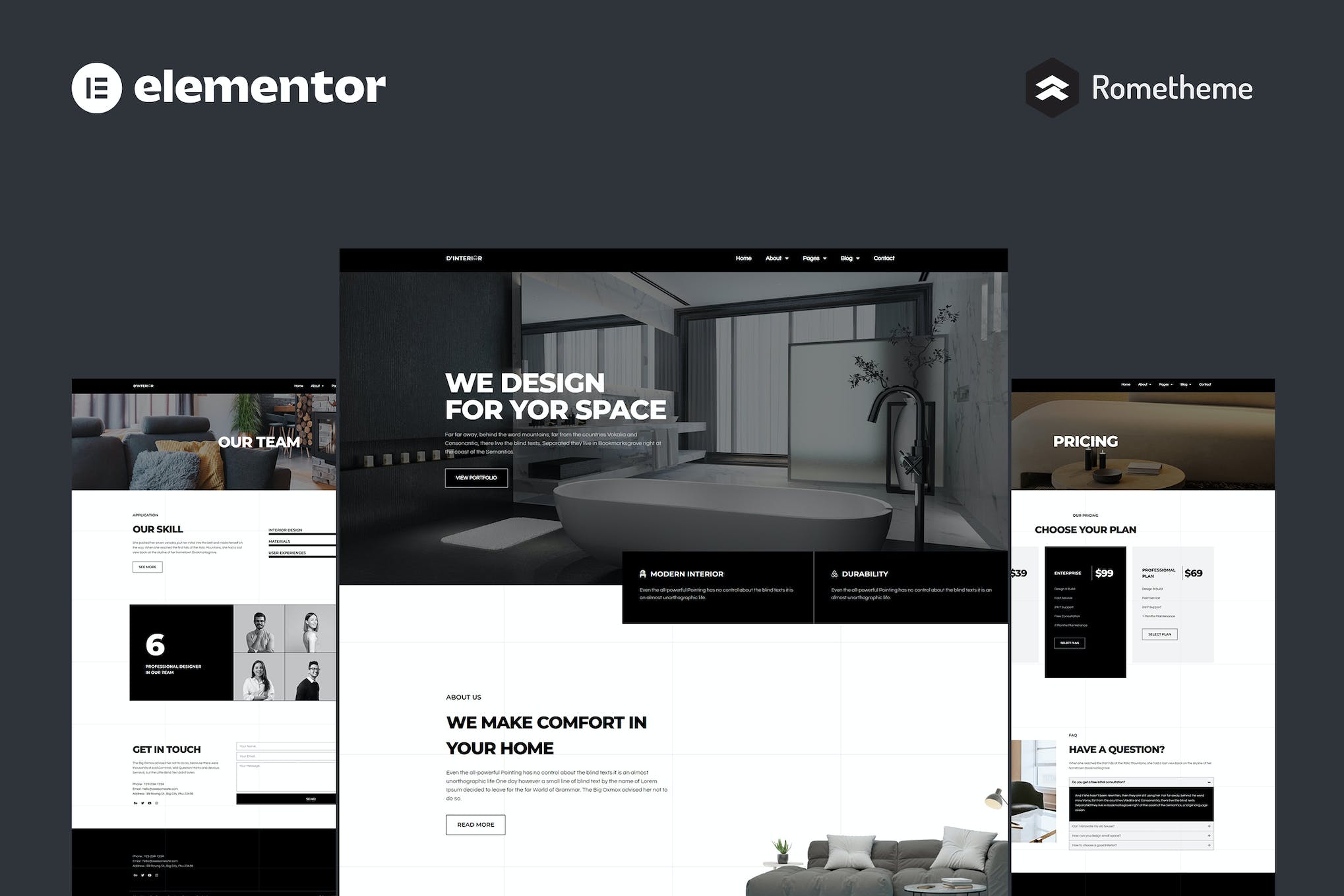 D'Interior - Interior Design Elementor Pro Full Site Template Kit template kit cover image