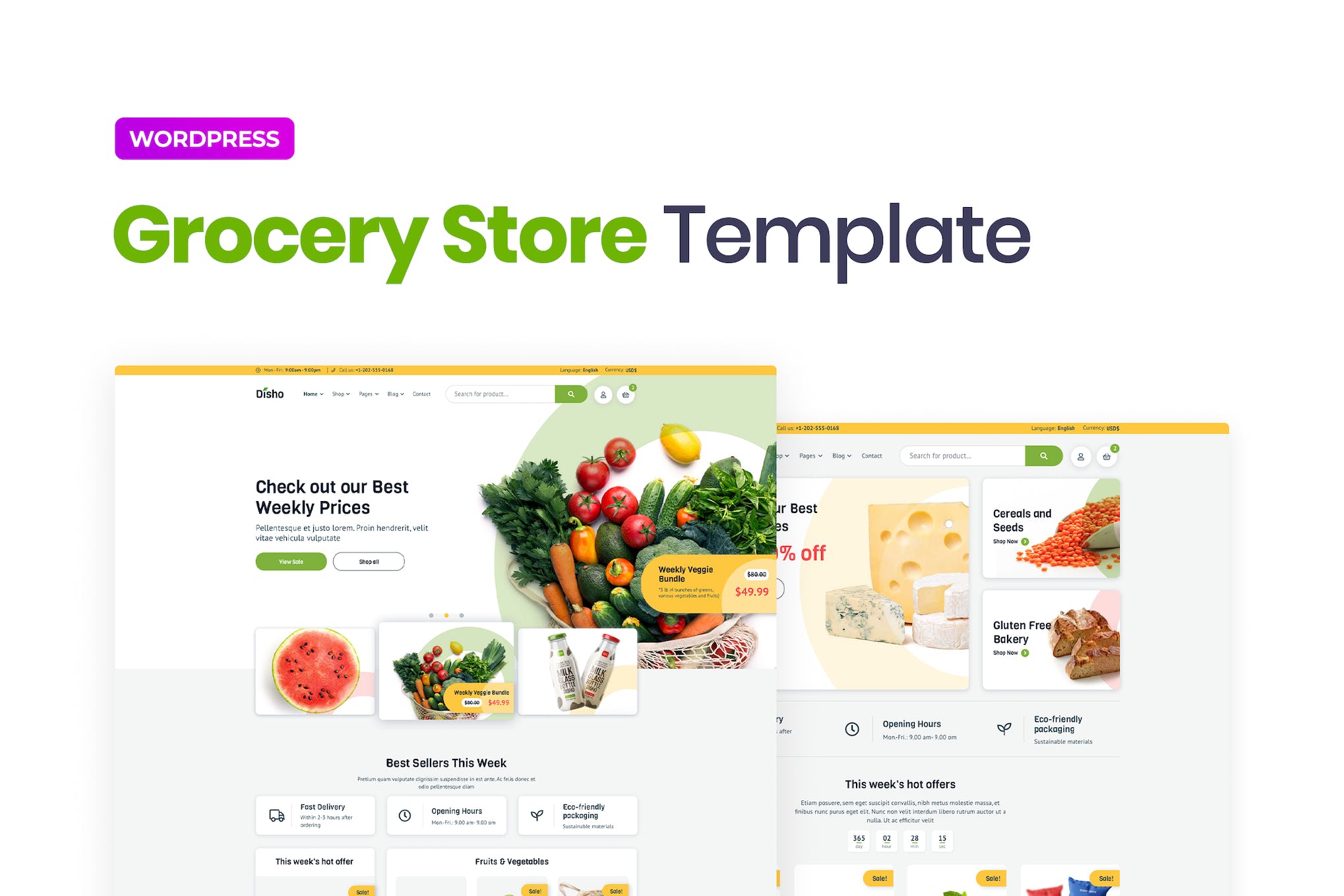 Disho – Grocery Store Elementor Template Kit template kit cover image