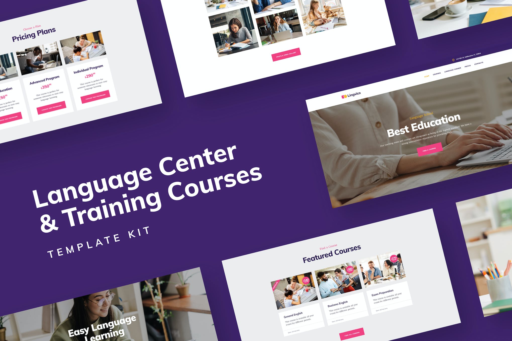 Distance Education - Language Center & Training Courses Template Kit template kit cover image