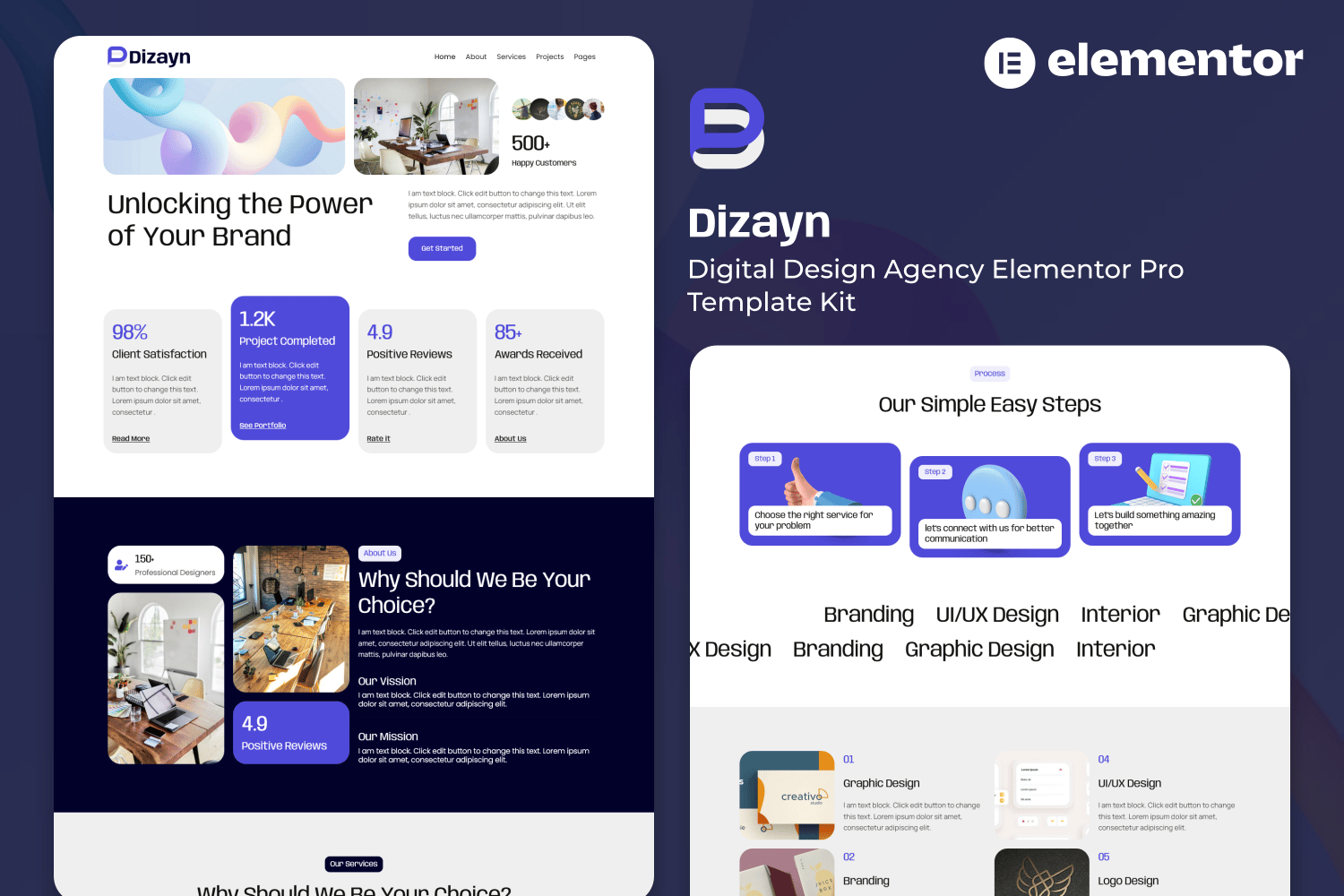 Dizayn - Digital Design Agency Elementor Pro Template Kit template kit cover image