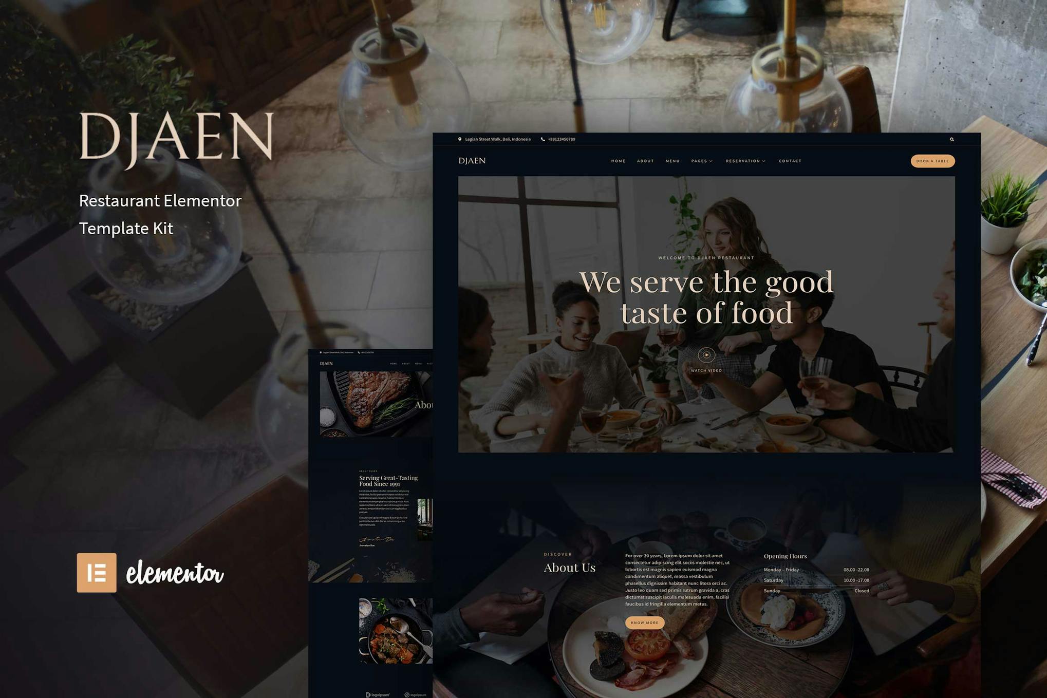 Djaen - Restaurant Elementor Template Kit template kit cover image