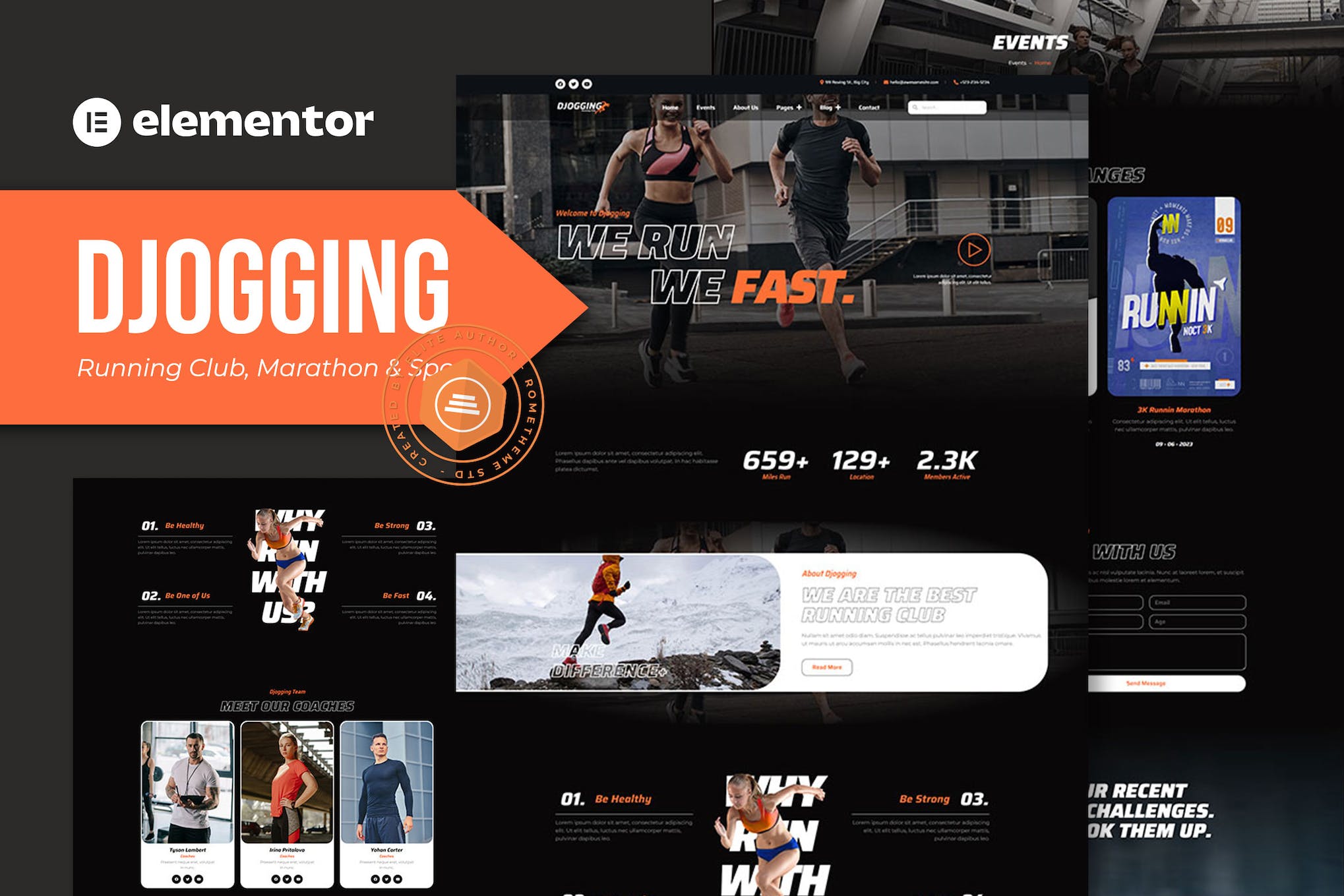Djogging - Running Club Marathon & Sport Elementor Pro Template Kit template kit cover image