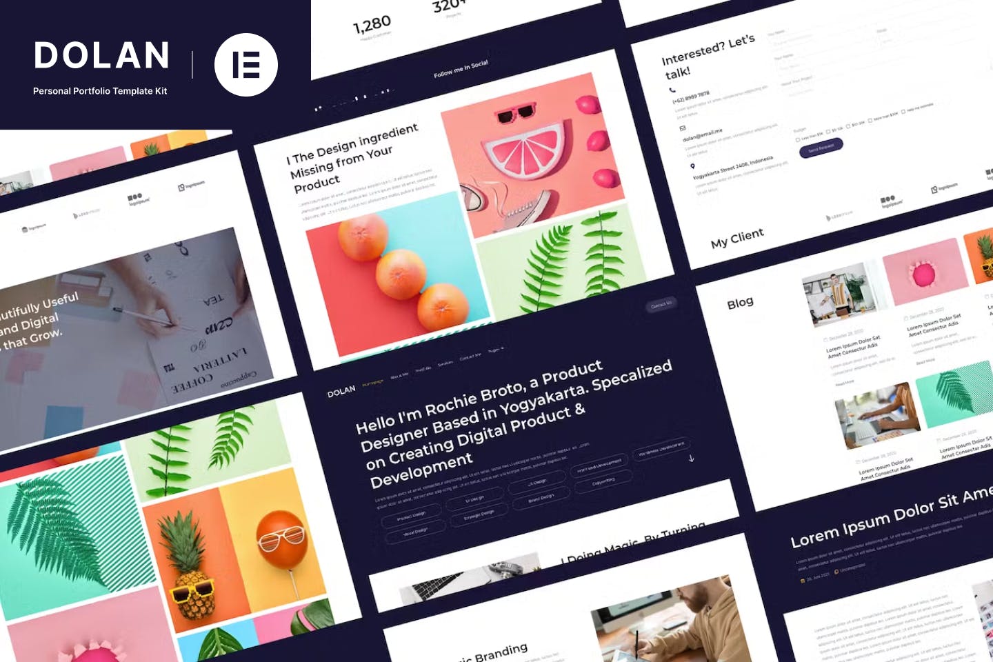 Dolan - Personal Portfolio Elementor Template Kit template kit cover image