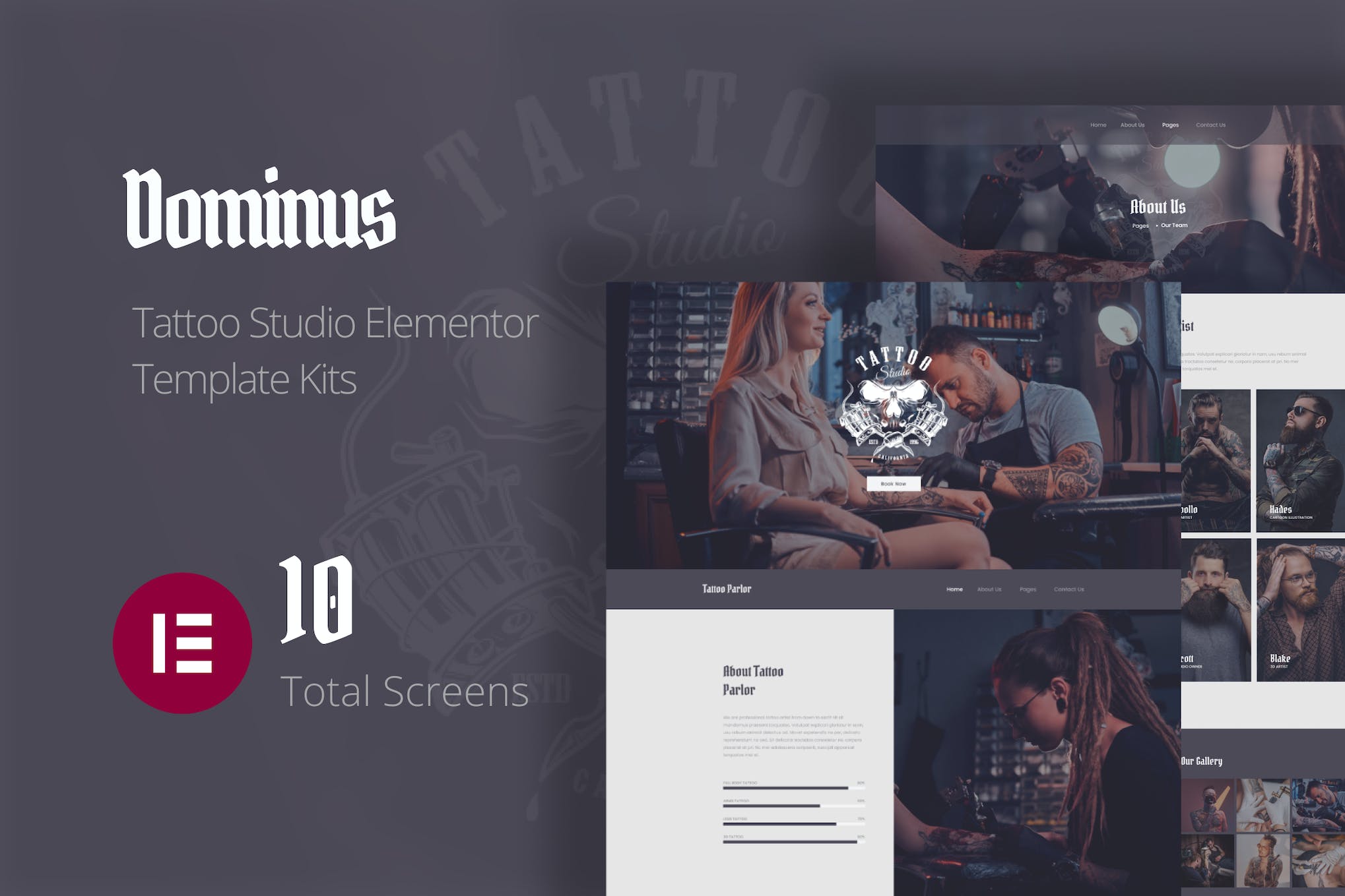 Dominus - Tattoo Studio Elementor Template Kits template kit cover image