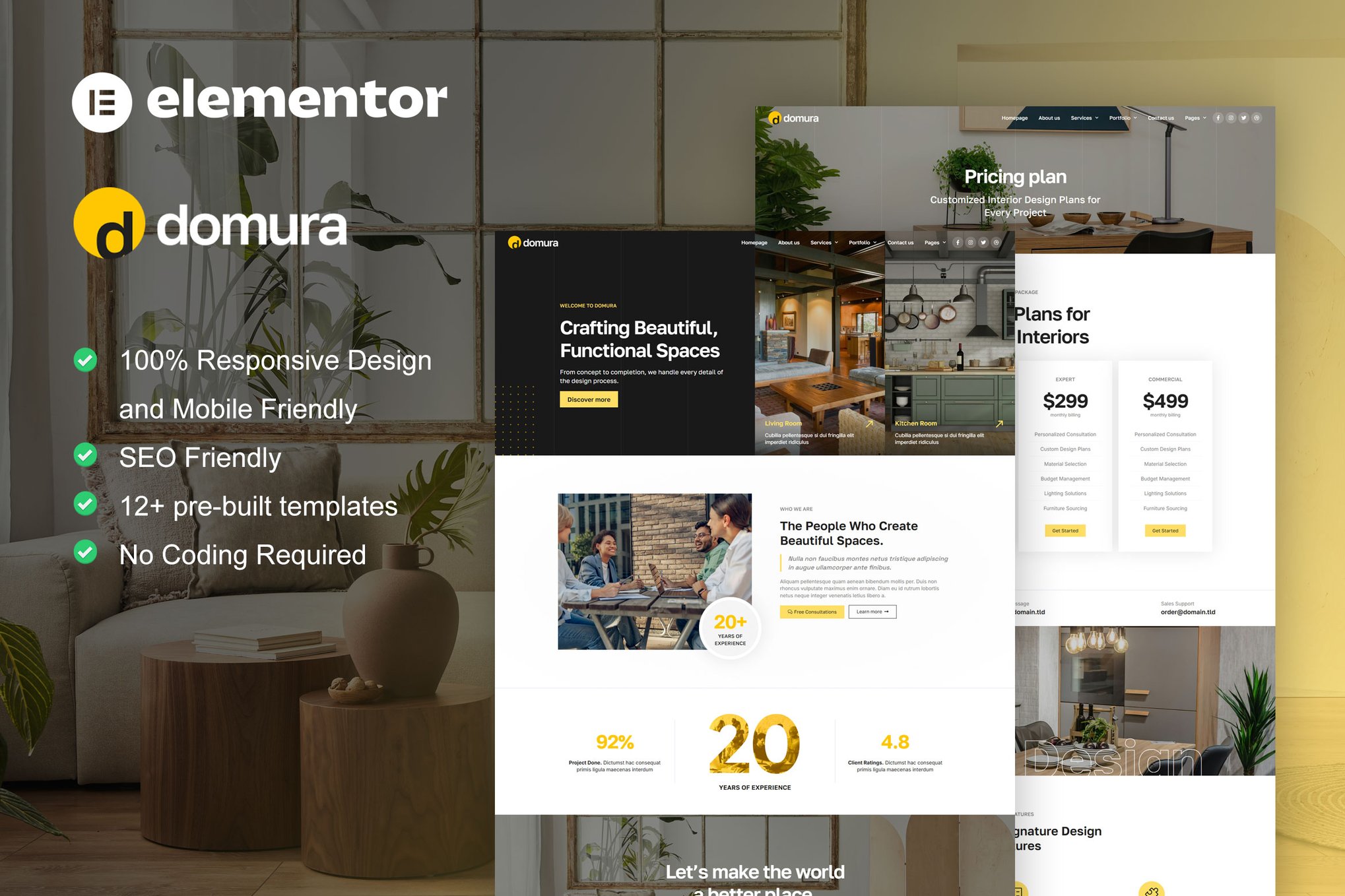Domura - Interior Design & Architecture Elementor Pro Template Kit template kit cover image