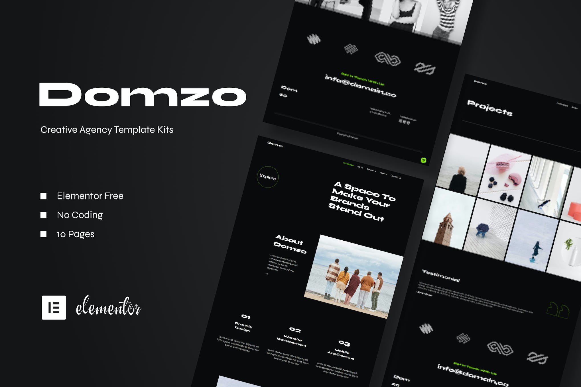 Domzo - Creative Agency Elementor Template Kit template kit cover image