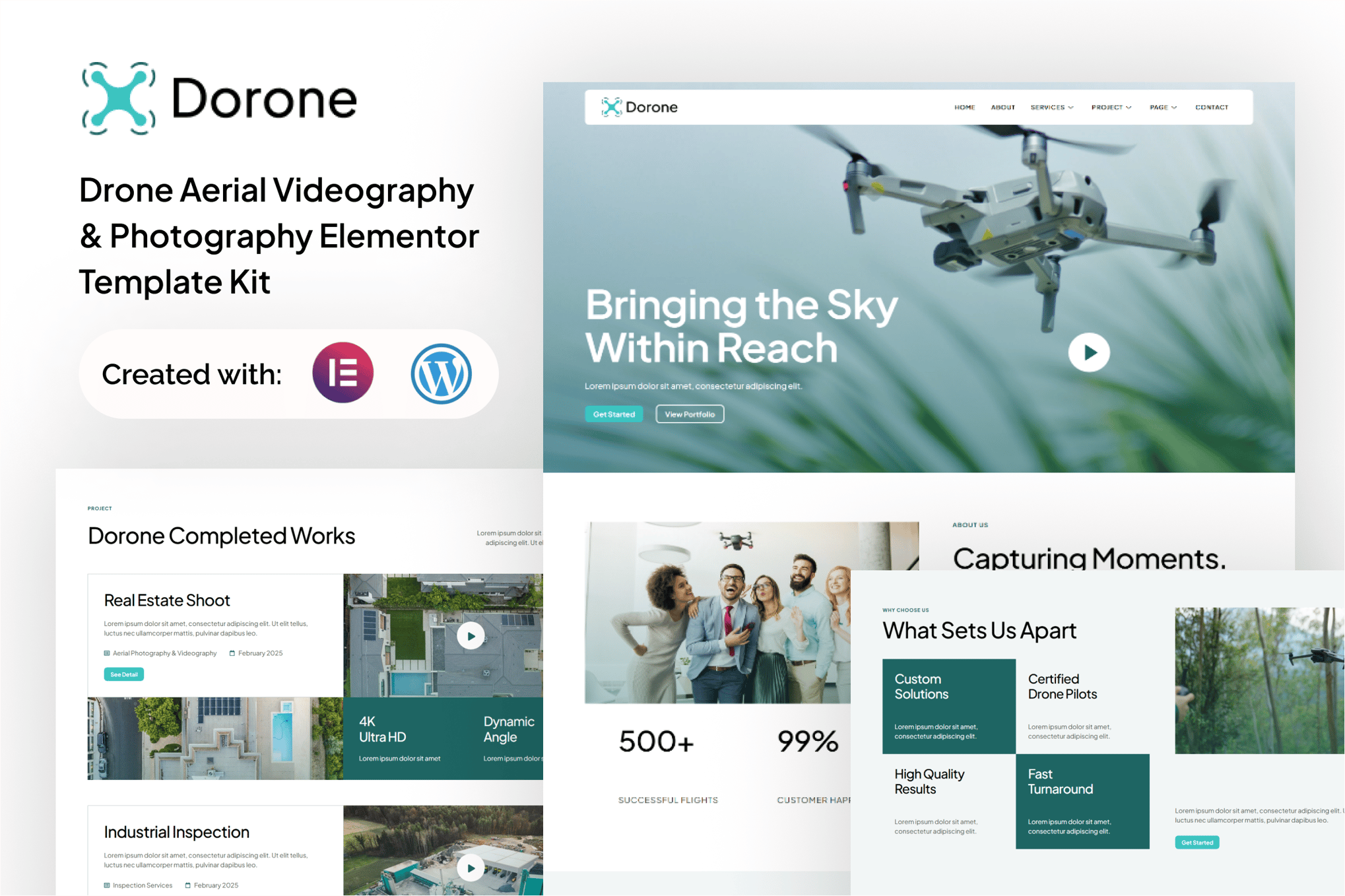 Dorone - Drone Aerial Videography and Photography Elementor Template Kit template kit cover image
