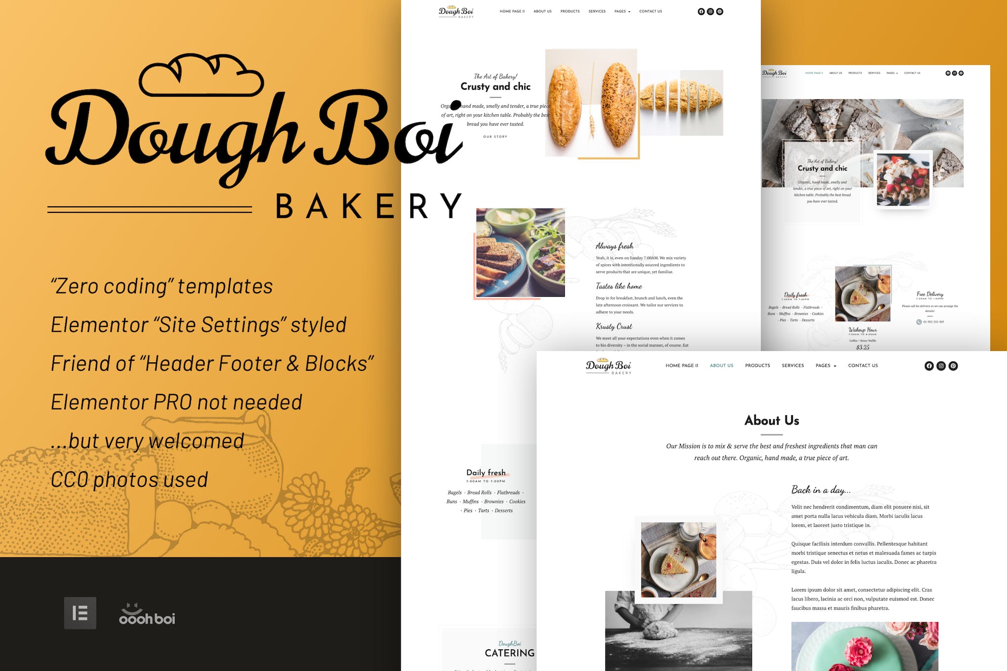 DoughBoiBakery - Bakery Cakery Elementor Template Kit template kit cover image