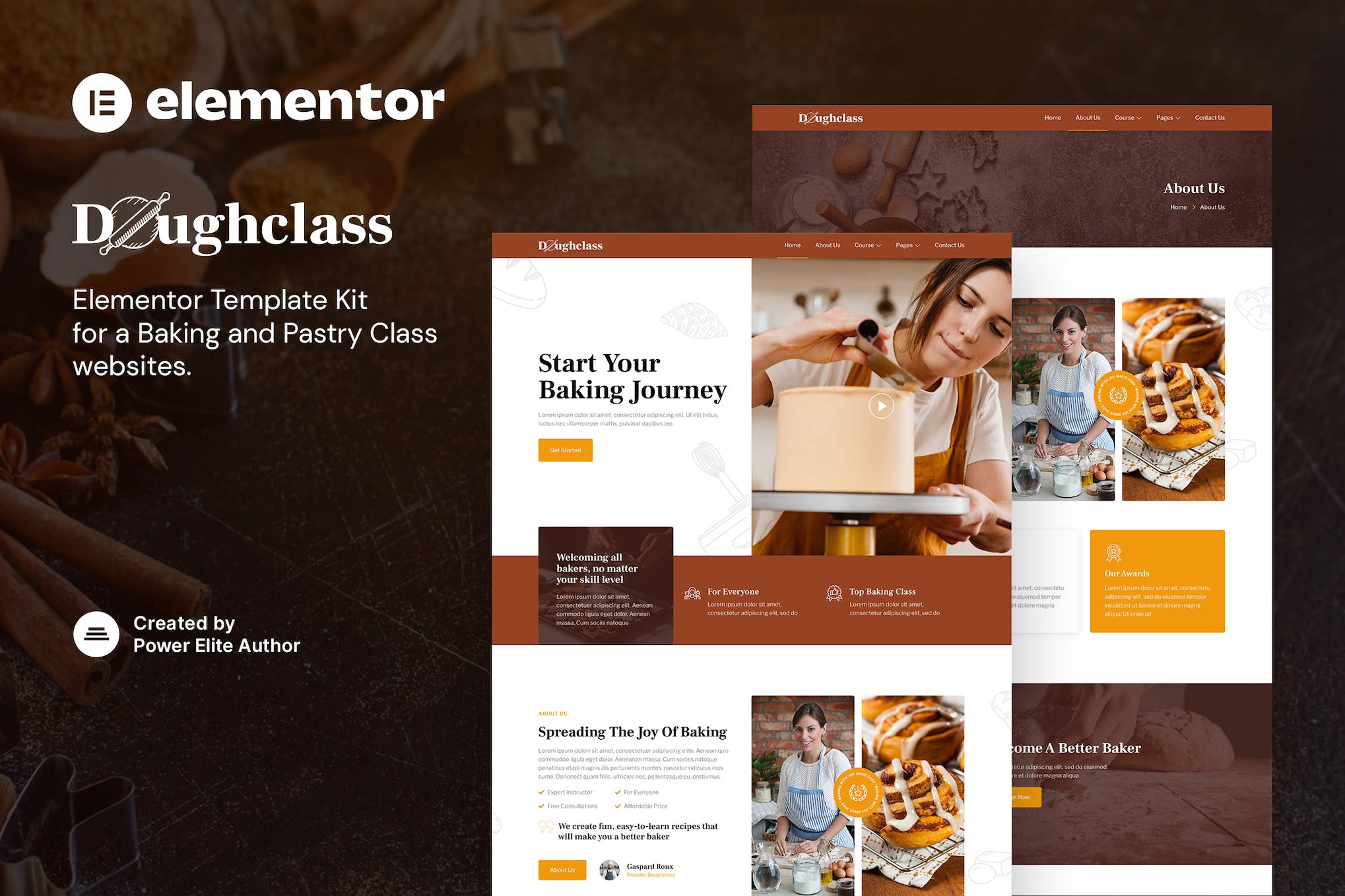 Doughclass – Baking & Pastry Class Elementor Template Kit template kit cover image