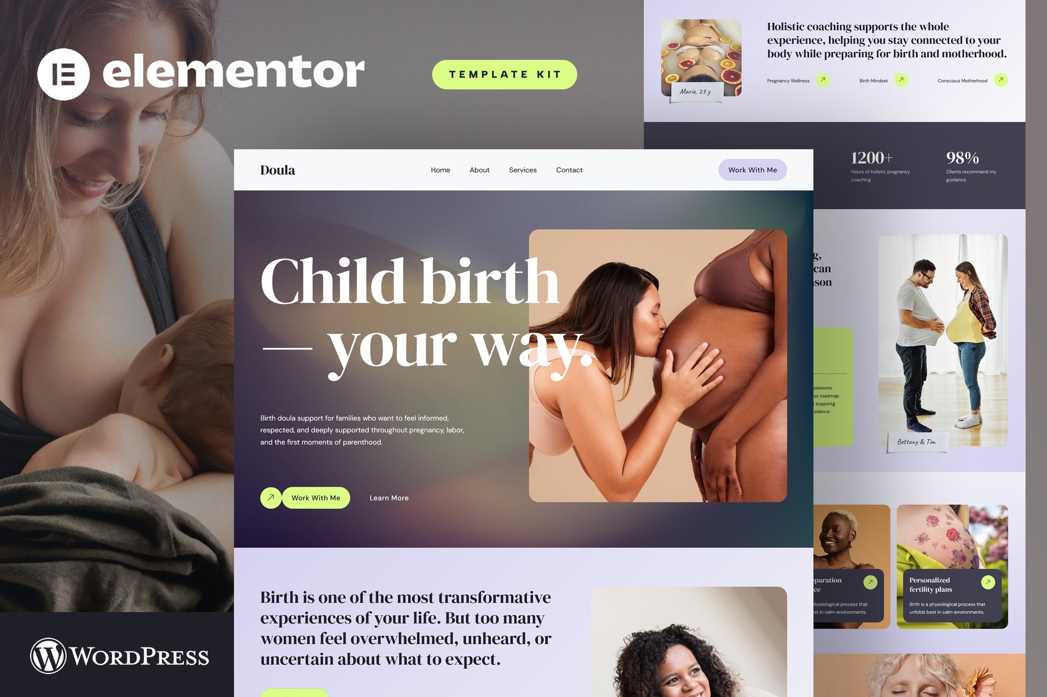 Doula - Holistic Pregnancy Maternity Coach & Postpartum Care Elementor Template Kit template kit cover image