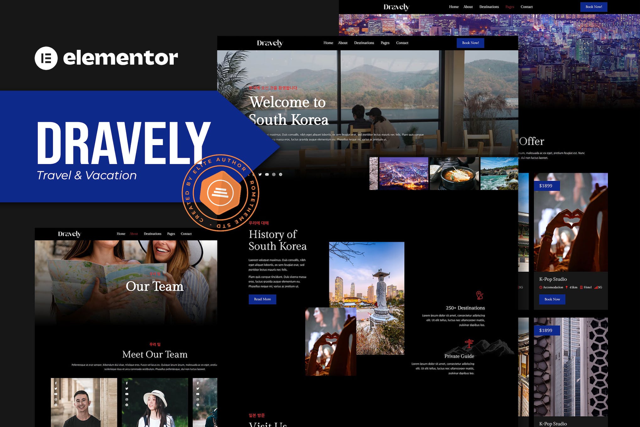 Dravely - Travel & Vacation Elementor Template Kit template kit cover image