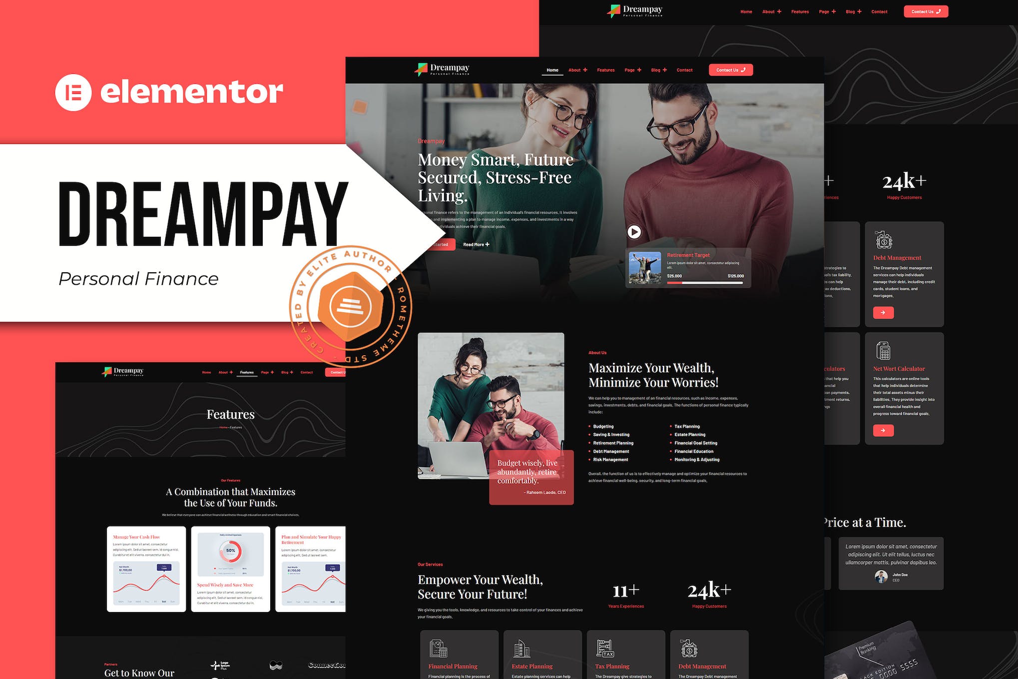 Dreampay - Personal Finance Elementor Pro Template Kit template kit cover image