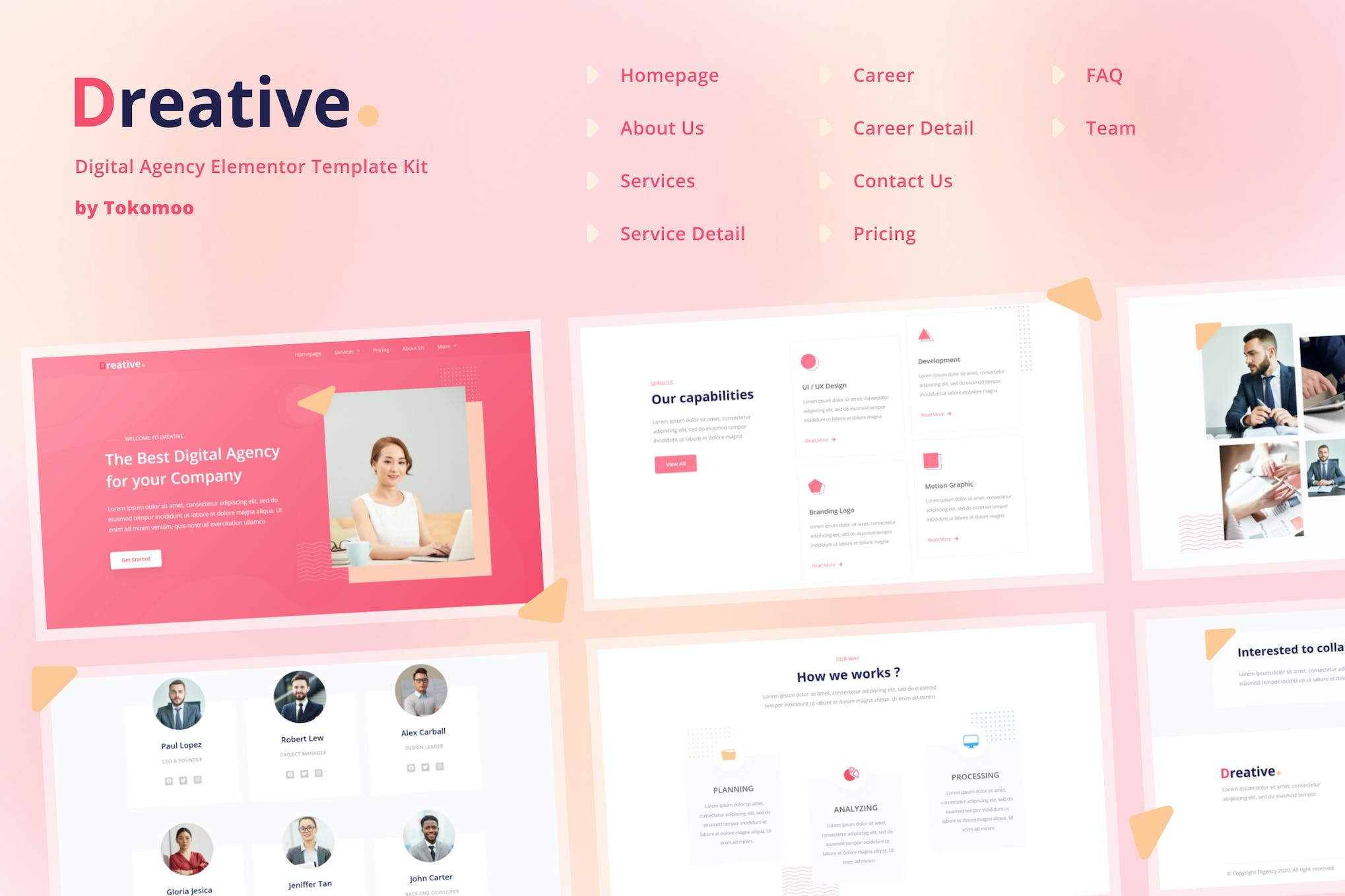 Dreative | Digital Agency Elementor Template Kit template kit cover image