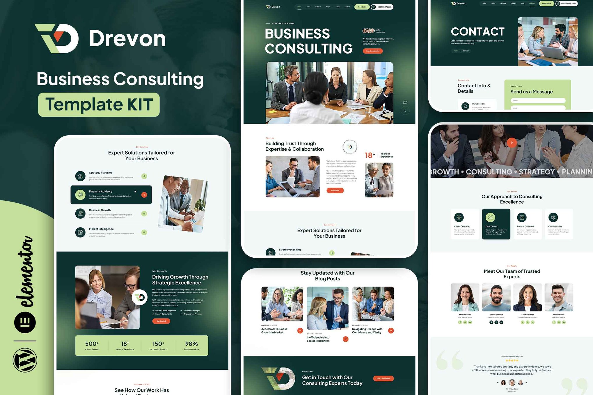 Drevon - Business Consulting Elementor Template Kit template kit cover image