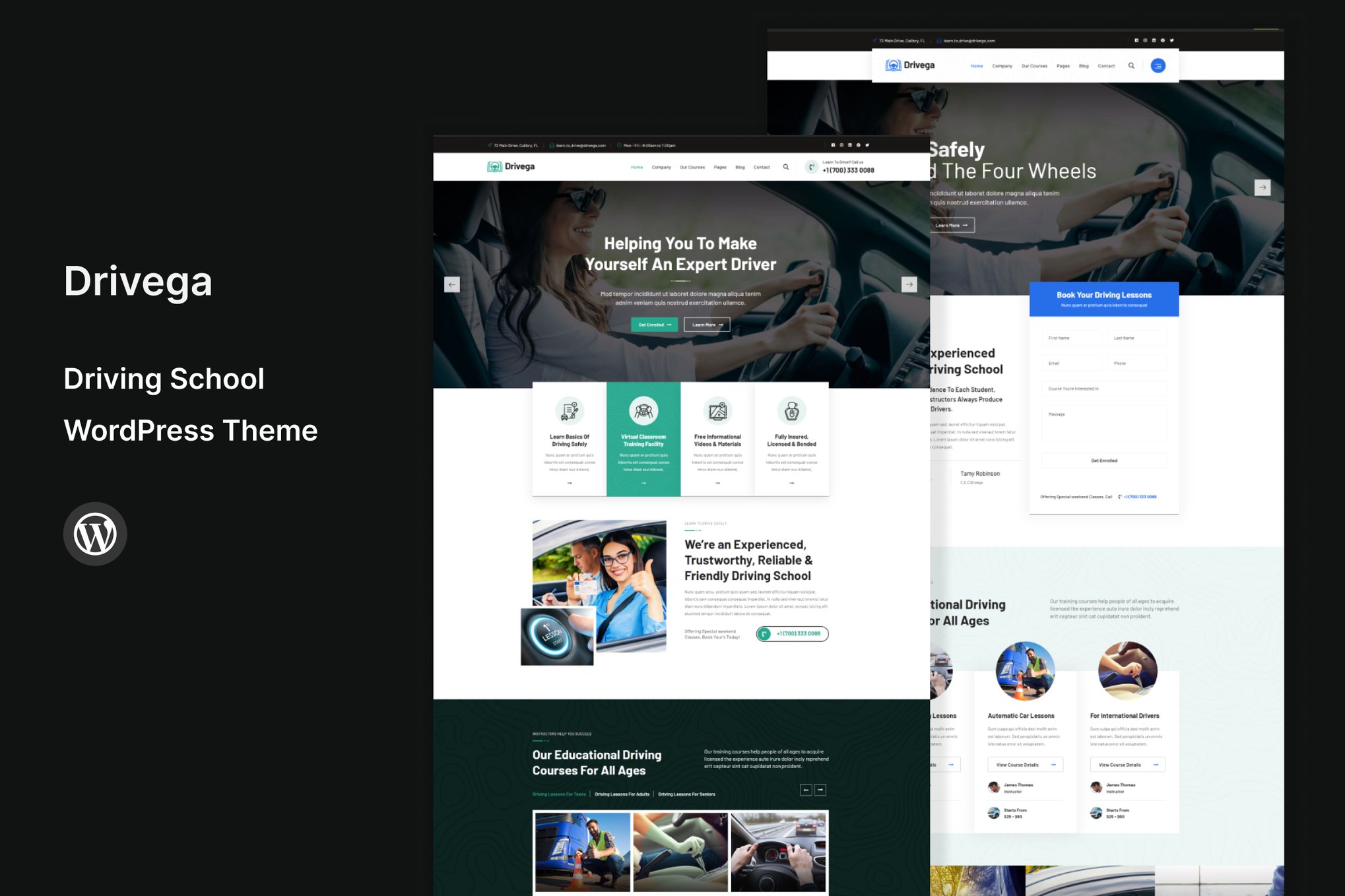 Drivega - Driving School WordPress Theme theme cover image