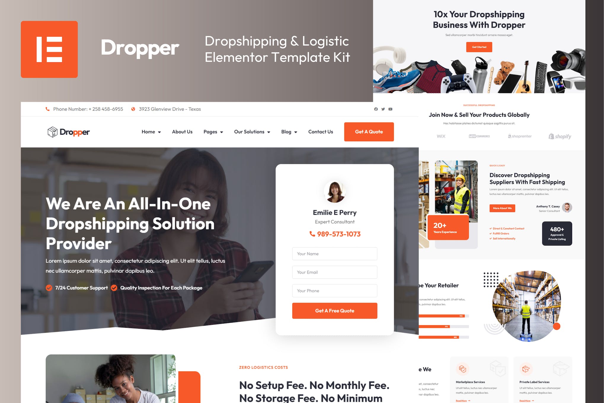 Dropper - Dropshipping & Logistic Elementor Template Kit template kit cover image