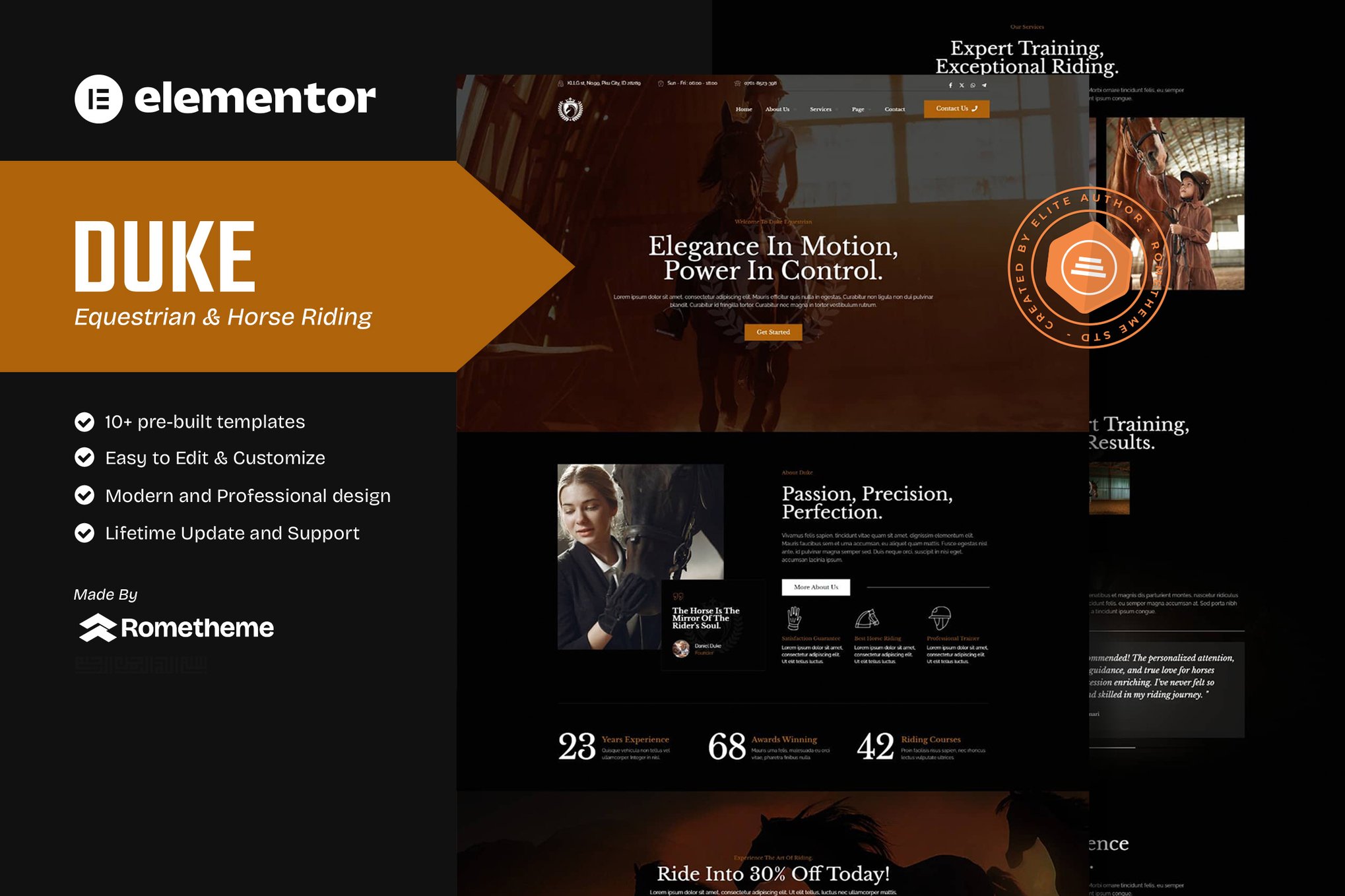 Duke - Equestrian & Horse Riding Elementor Template Kit template kit cover image