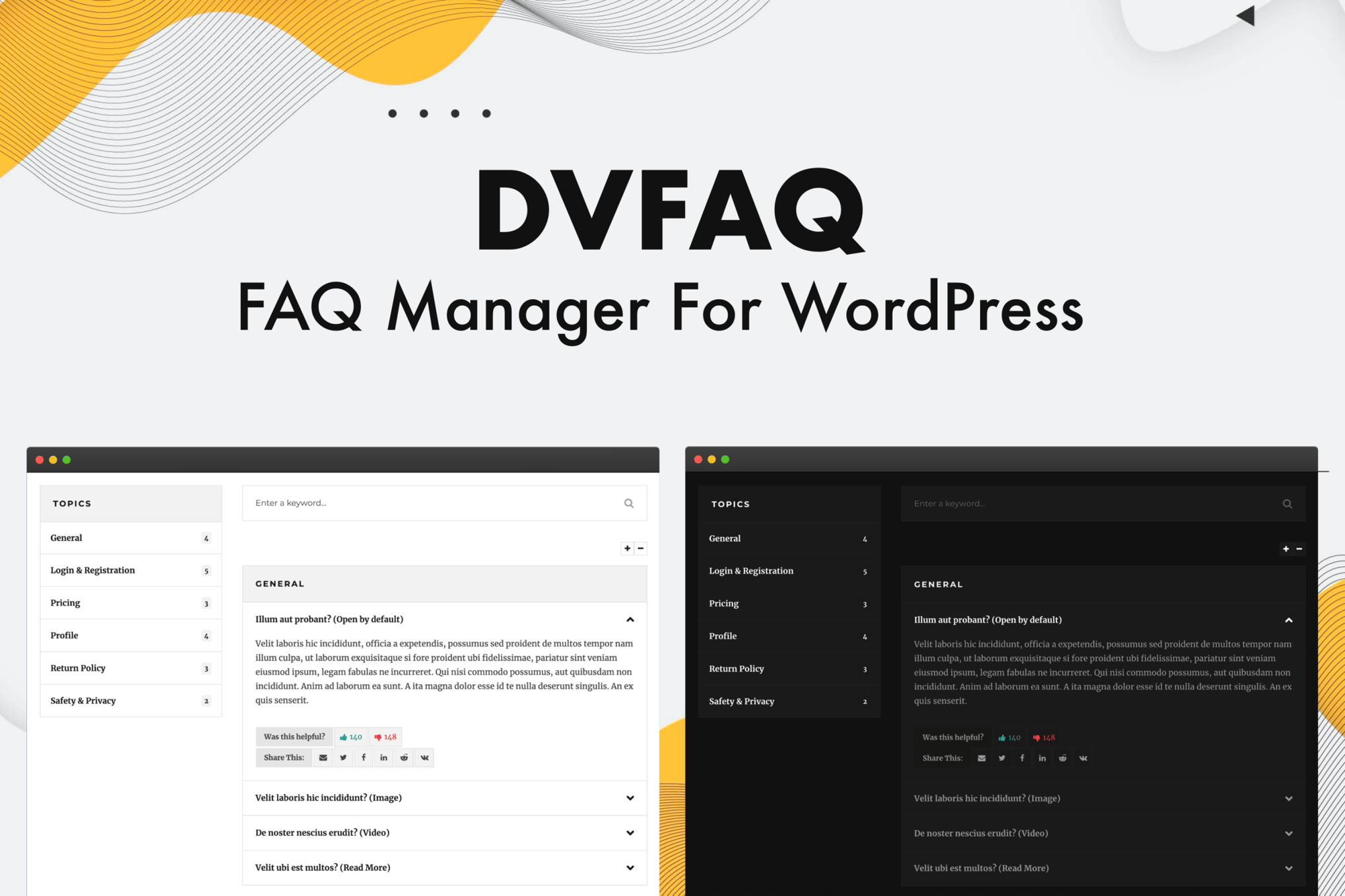DV FAQ - Advanced WordPress FAQ Plugin plugin cover image