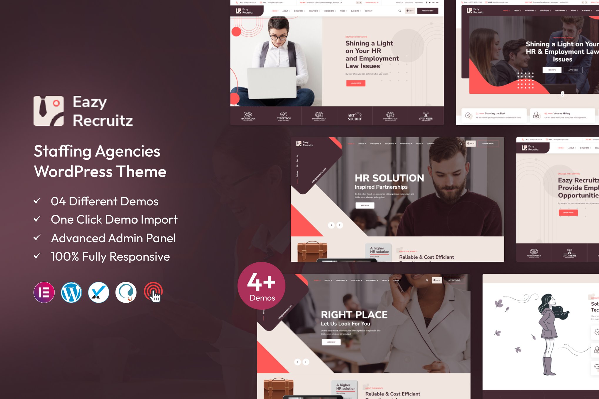 Eazy Recruitz - Staffing Agencies WordPress Theme theme cover image