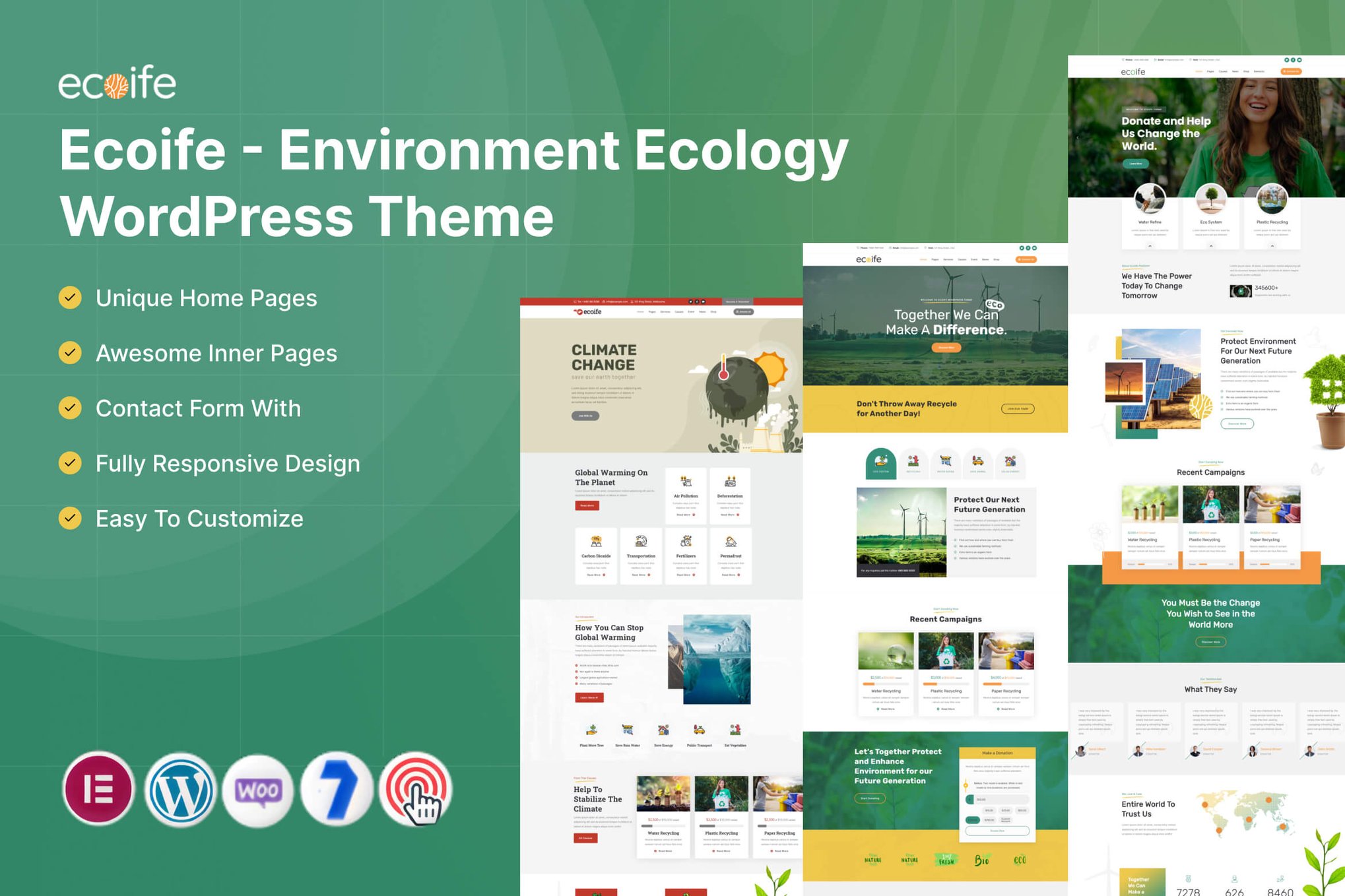 Ecoife - Environment Ecology WordPress Theme theme cover image
