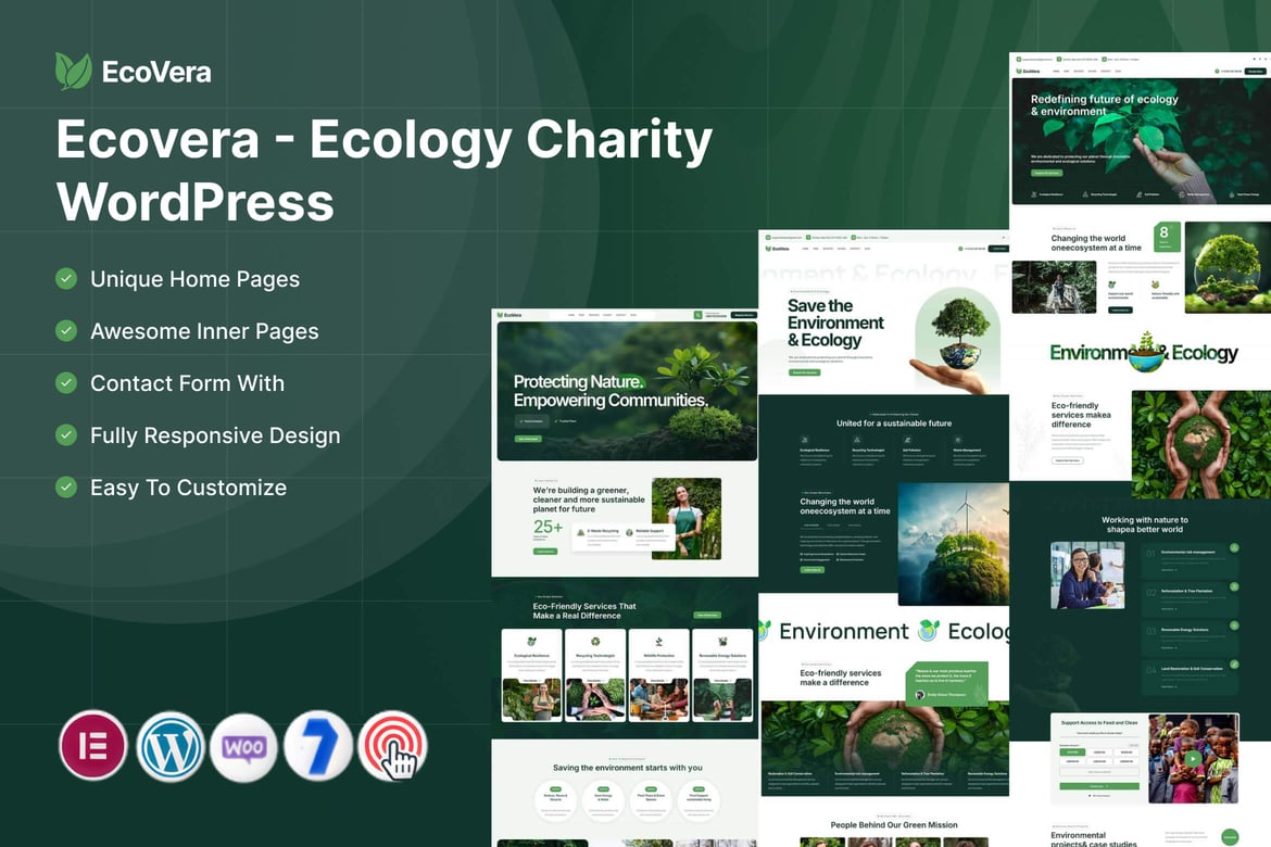 Ecovera – Ecology Charity WordPress theme cover image