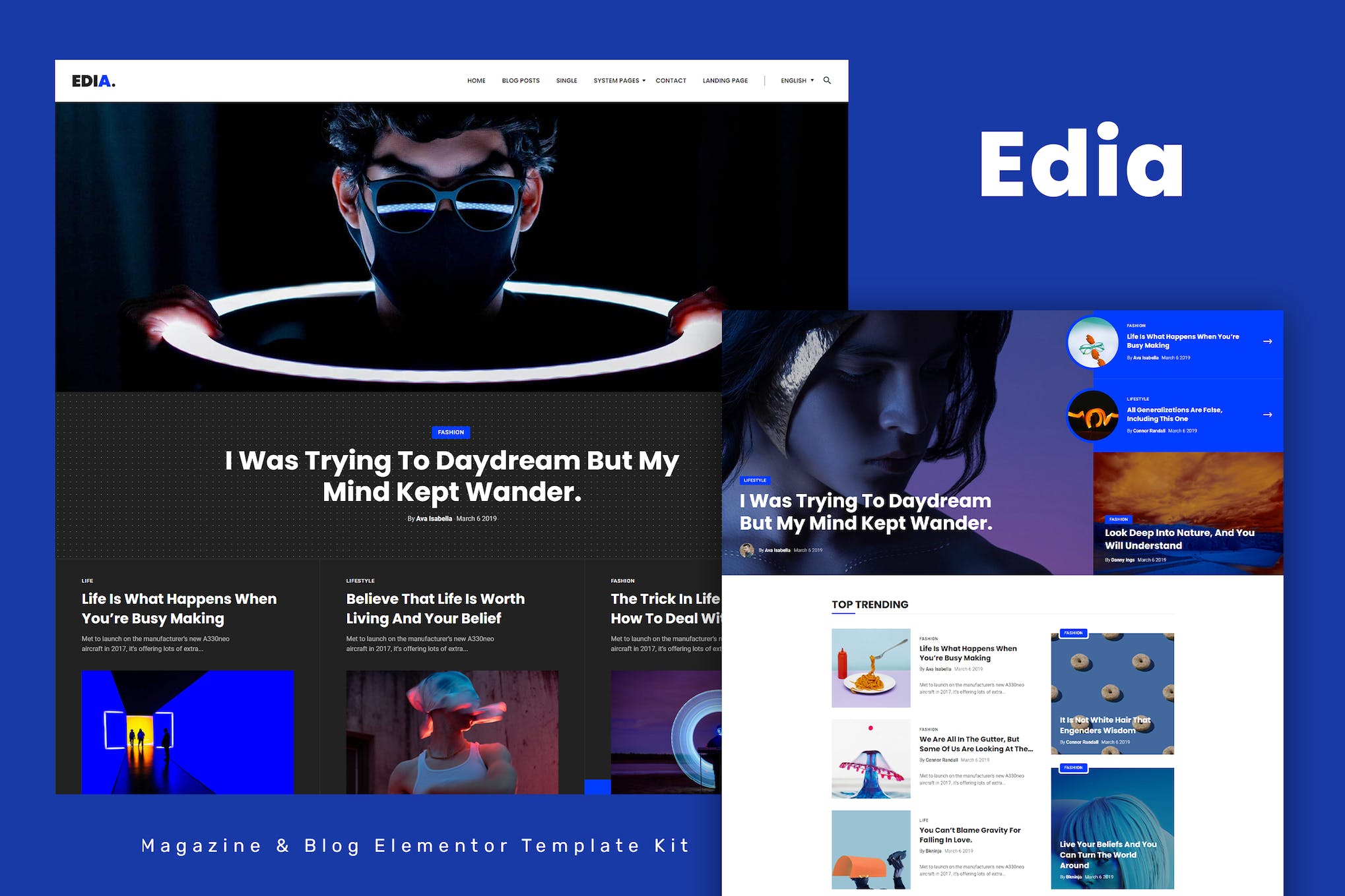 Edia - Blog & Magazine Elementor Template Kit template kit cover image