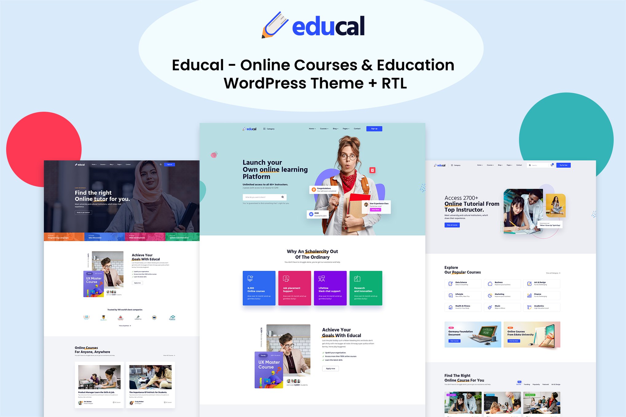 Educal - Online Courses Education WordPress Theme theme cover image