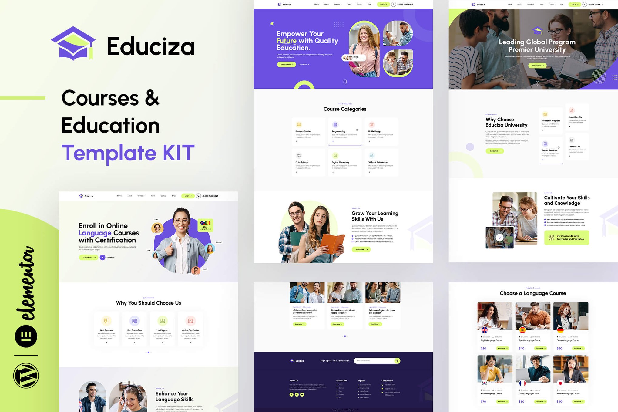 Educiza - Courses & Education Elementor Template Kit template kit cover image