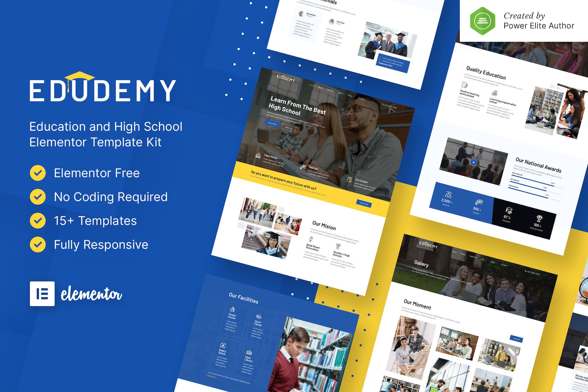 Edudemy – School & Education Elementor Template Kit template kit cover image