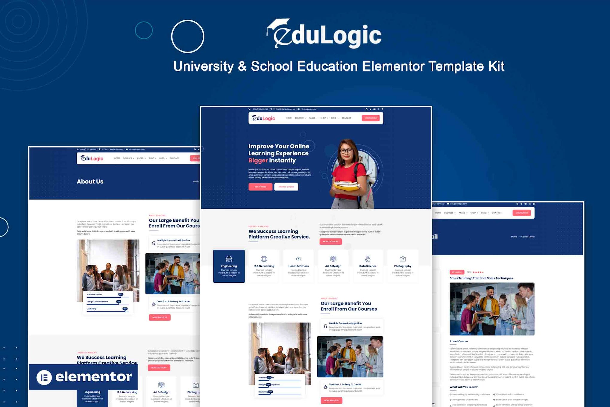 Edulogic - University & School Education Elementor Template Kit template kit cover image