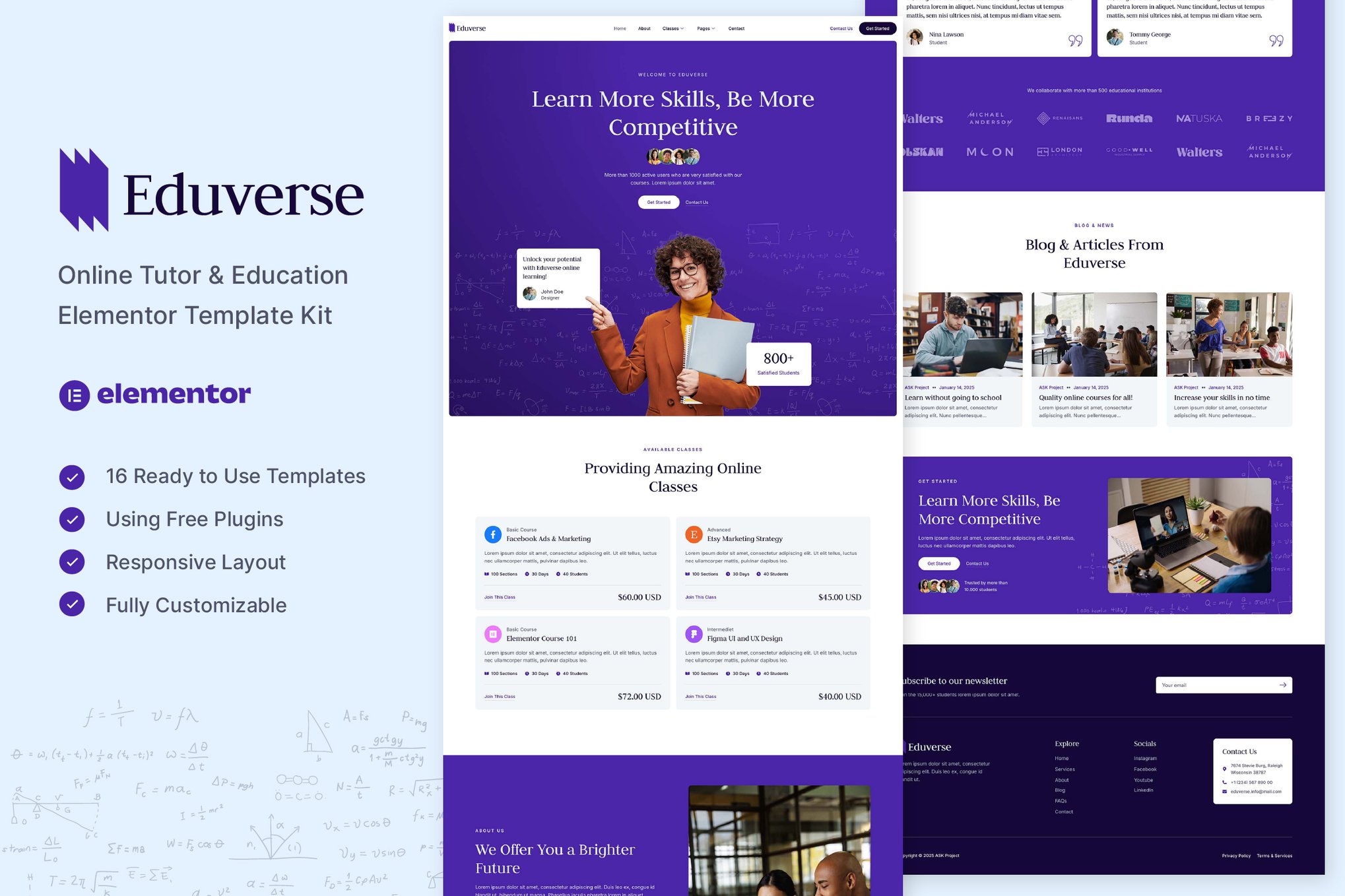 Eduverse - Online Tutor & Education Elementor Template Kit template kit cover image