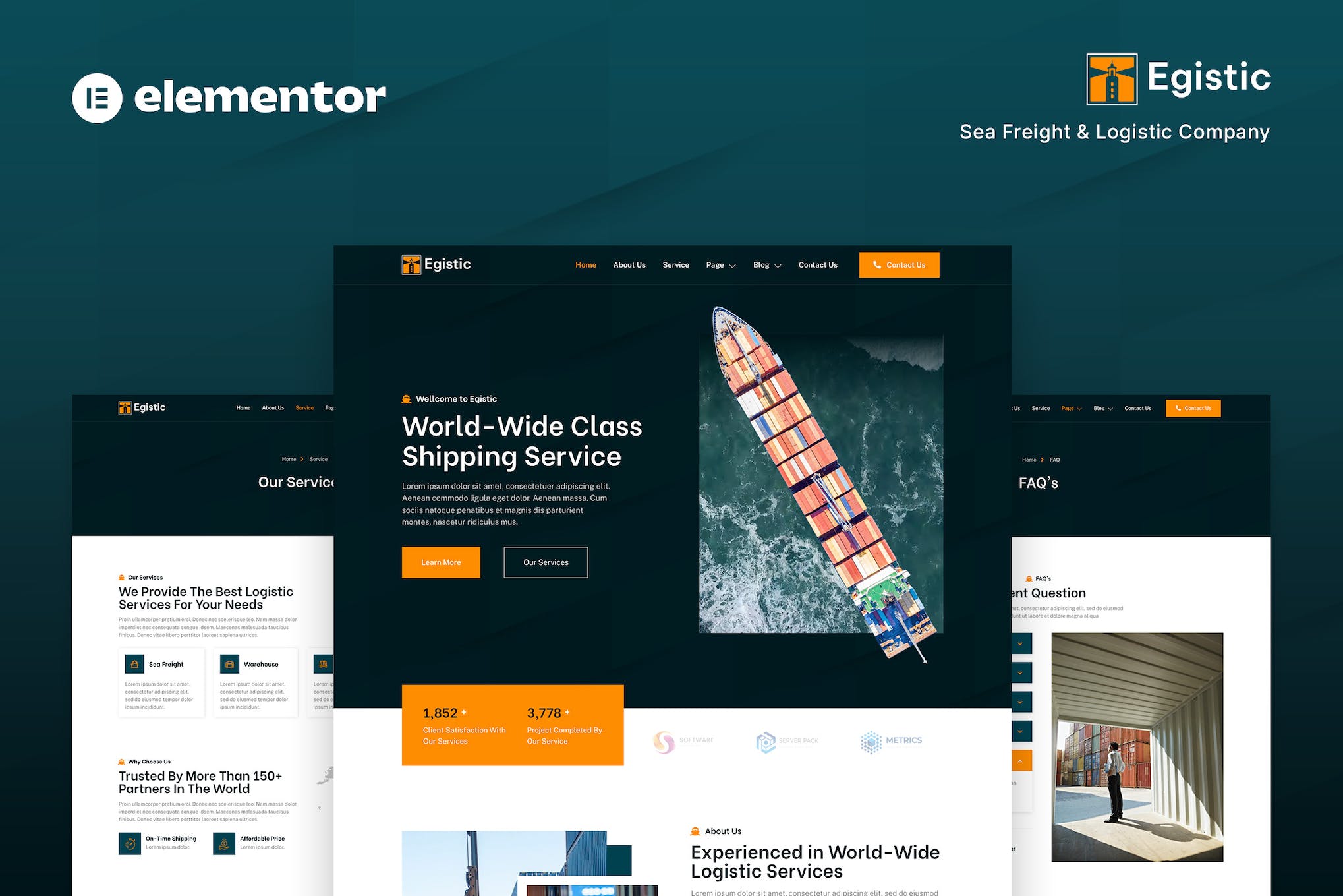 Egistic - Sea Freight & Logistic Company Elementor Template Kit template kit cover image