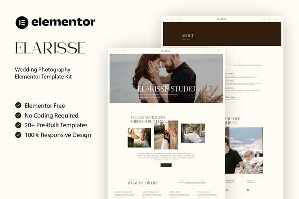 Elarisse - Wedding Photography Elementor Template Kit template kit cover image