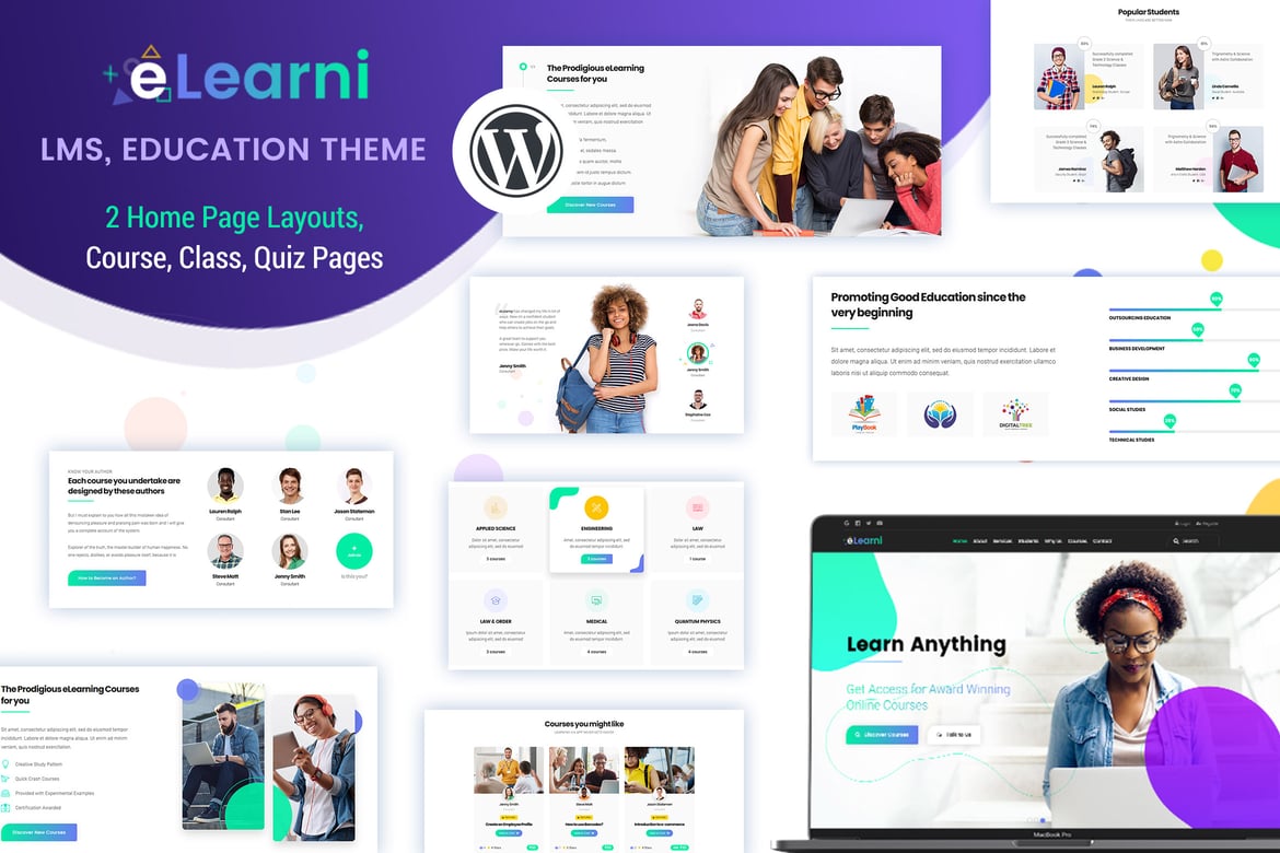 eLearni – LMS, Online Courses WordPress Theme theme cover image